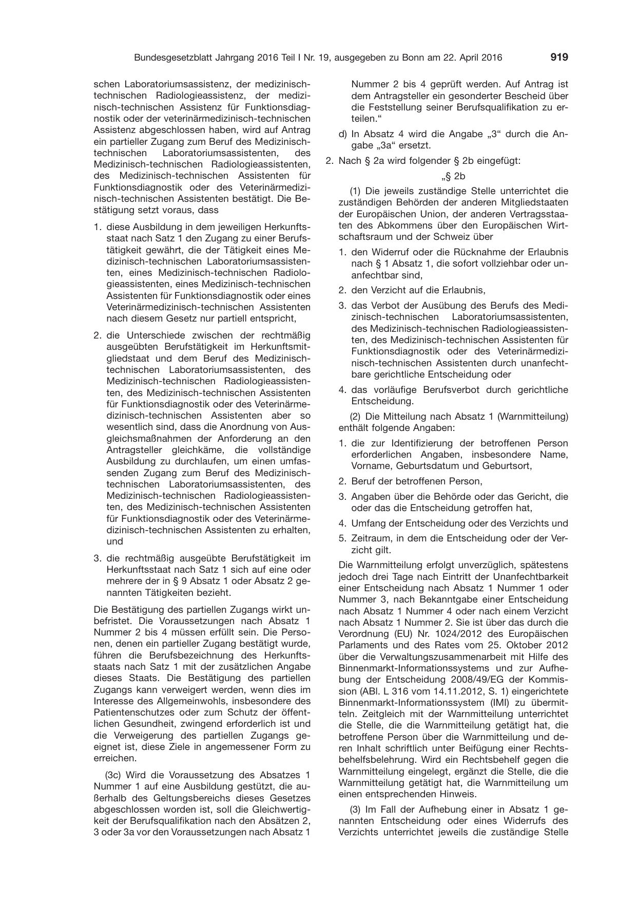 BGBl. 2016, Seite 919 — Originalseite als Abbildung