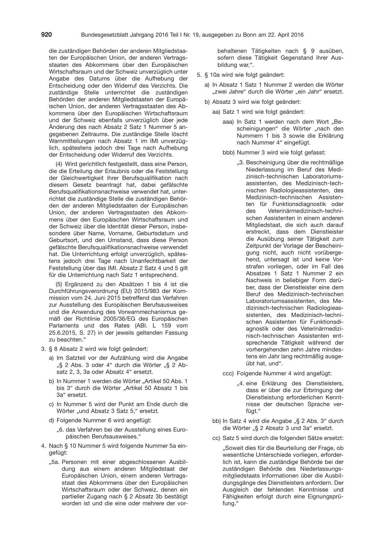 BGBl. 2016, Seite 920 — Originalseite als Abbildung