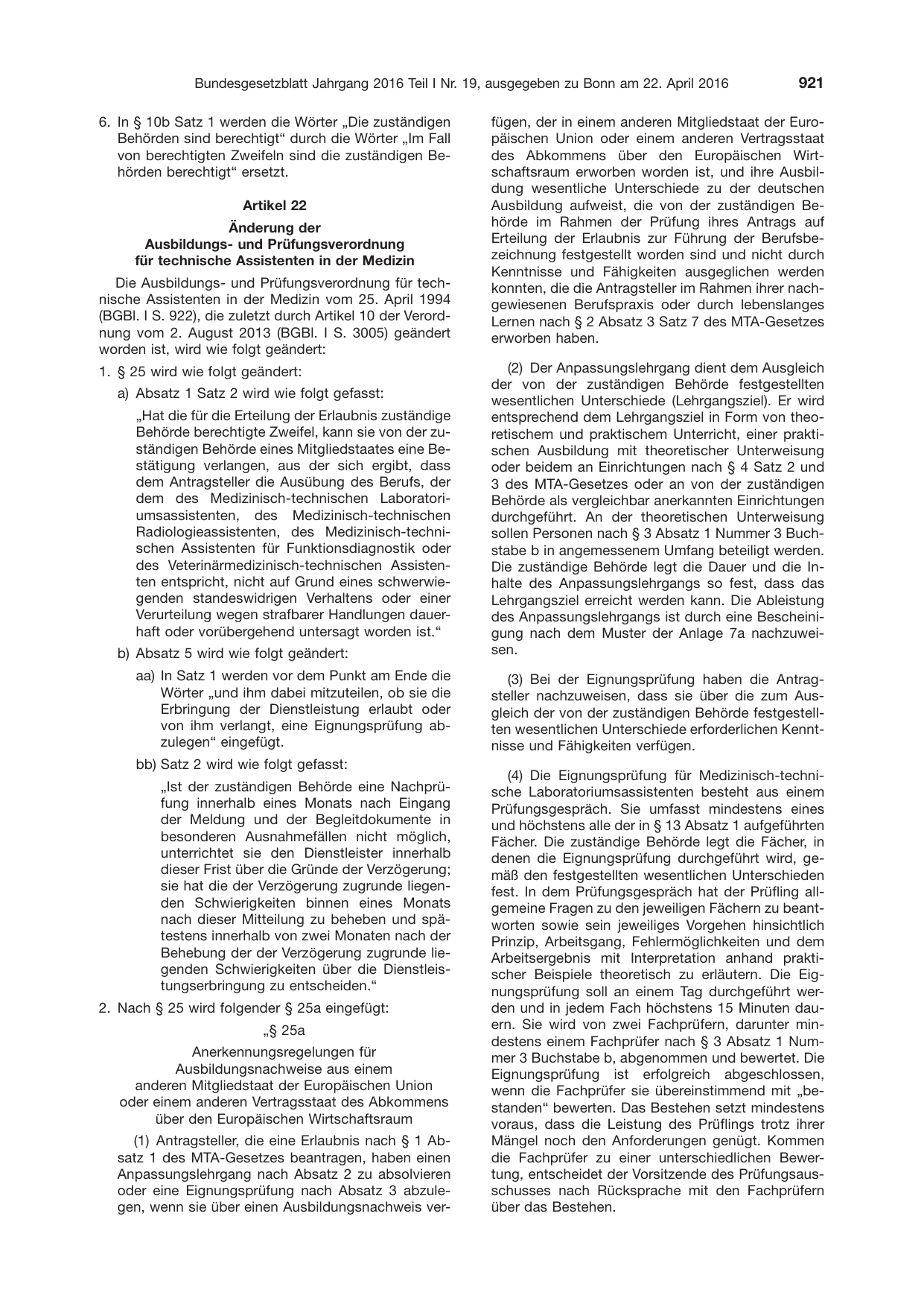 BGBl. 2016, Seite 921 — Originalseite als Abbildung