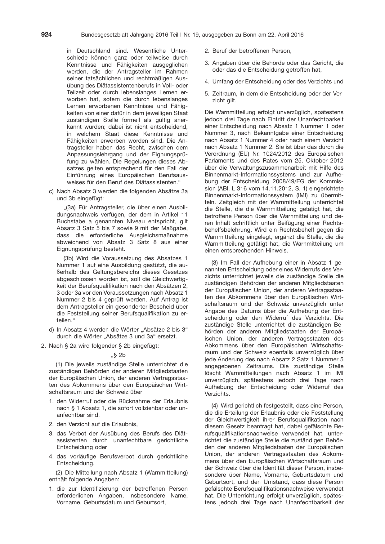 BGBl. 2016, Seite 924 — Originalseite als Abbildung