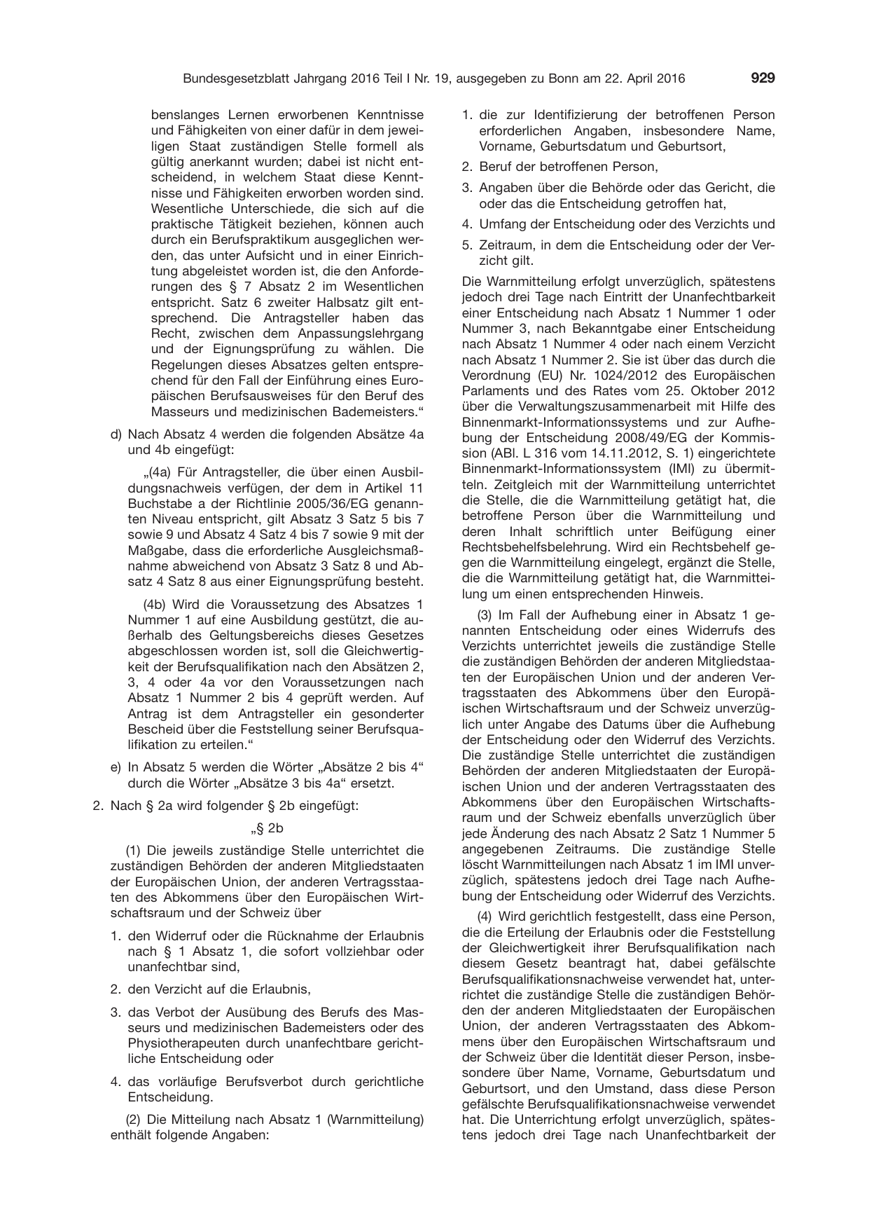 BGBl. 2016, Seite 929 — Originalseite als Abbildung