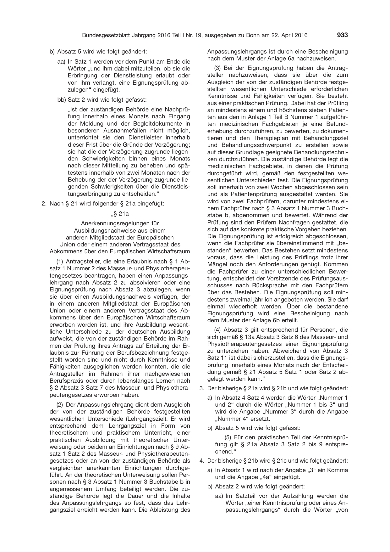 BGBl. 2016, Seite 933 — Originalseite als Abbildung
