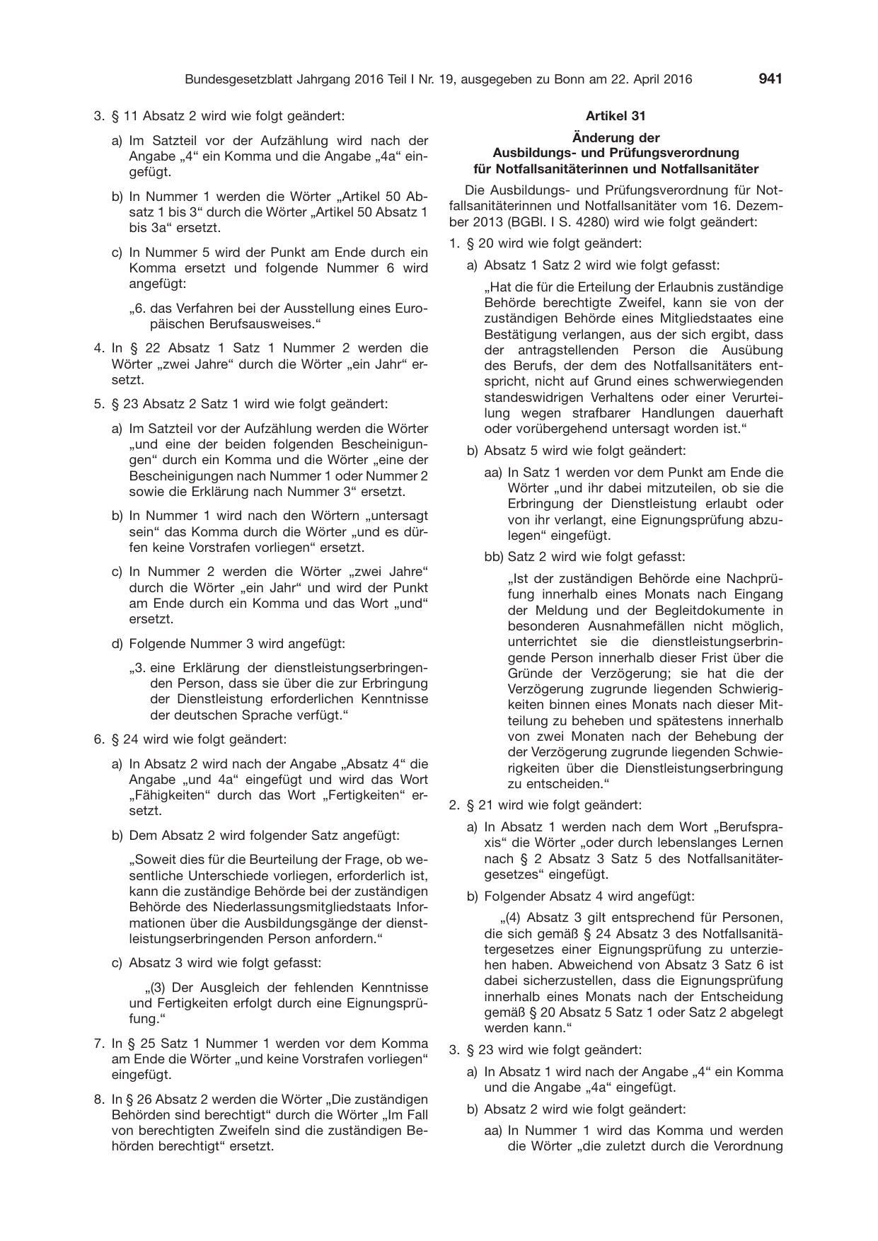BGBl. 2016, Seite 941 — Originalseite als Abbildung