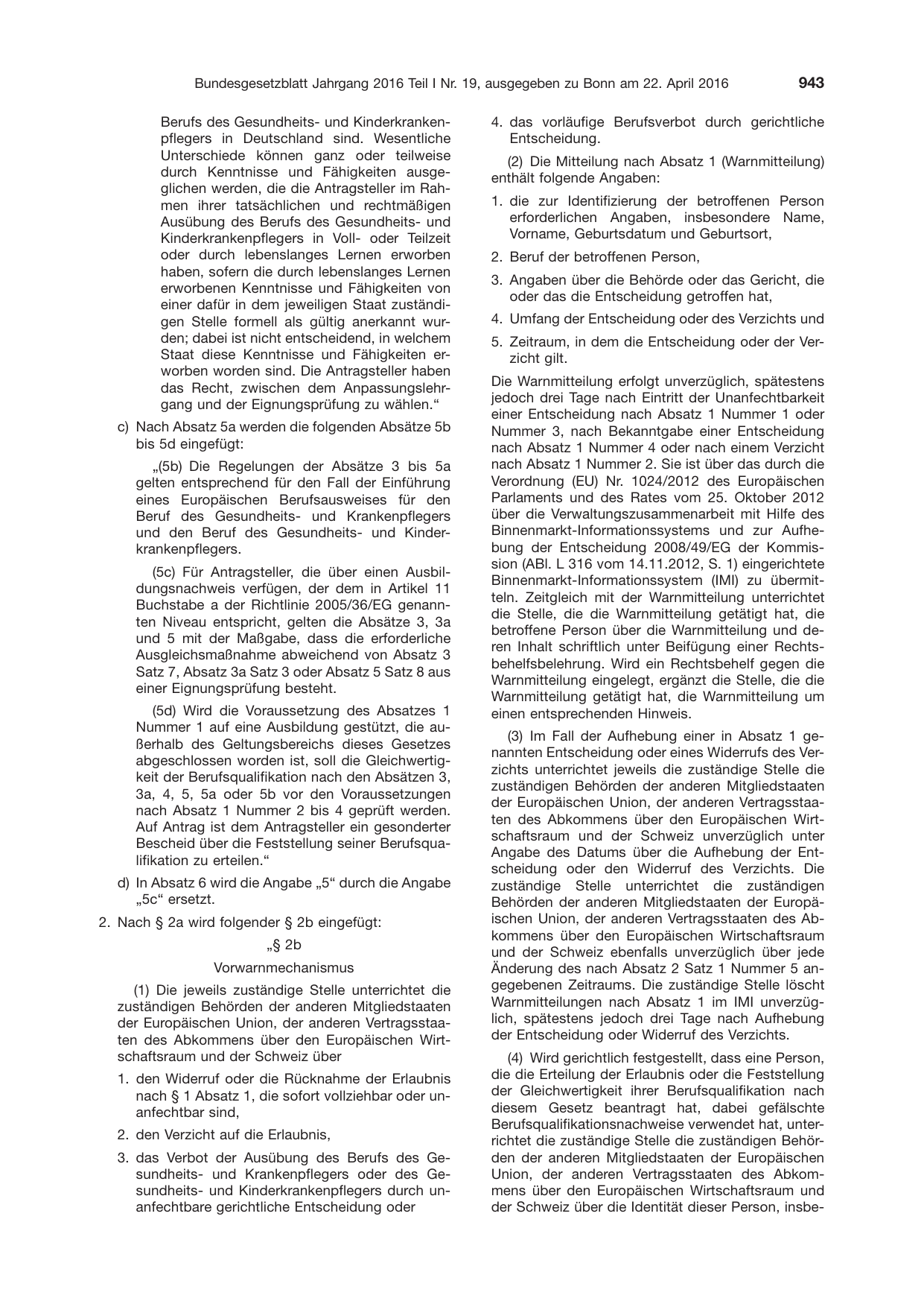 BGBl. 2016, Seite 943 — Originalseite als Abbildung