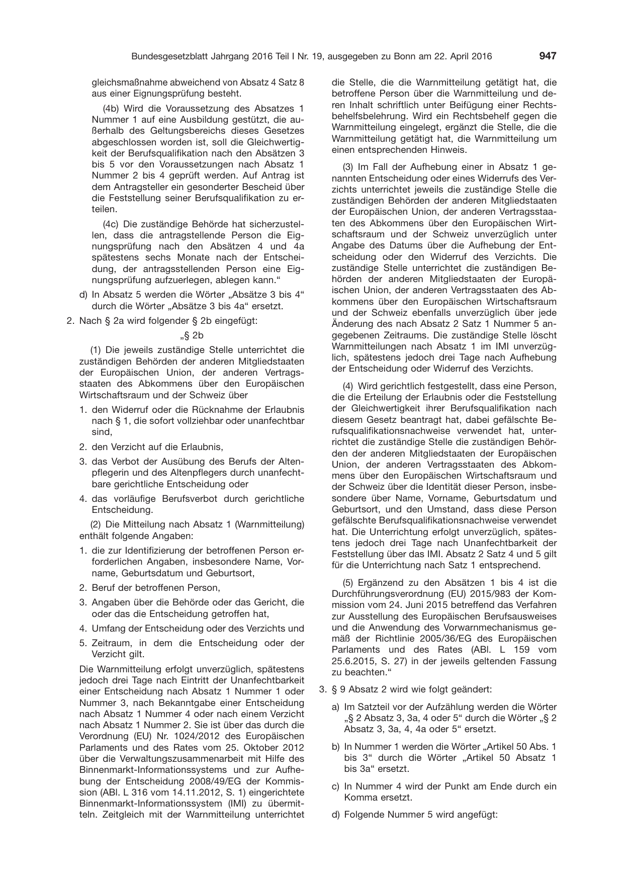 BGBl. 2016, Seite 947 — Originalseite als Abbildung