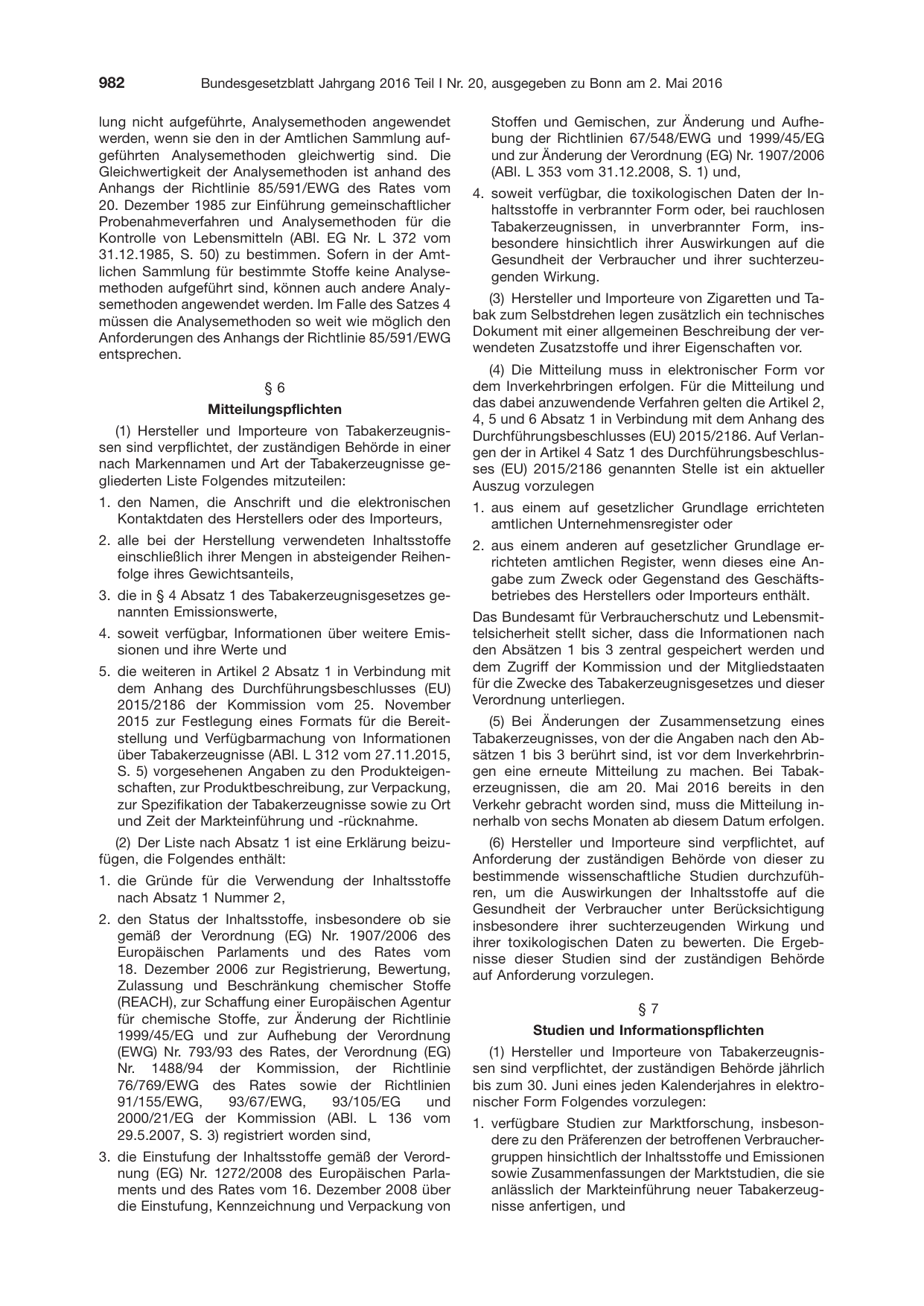 BGBl. 2016, Seite 982 — Originalseite als Abbildung