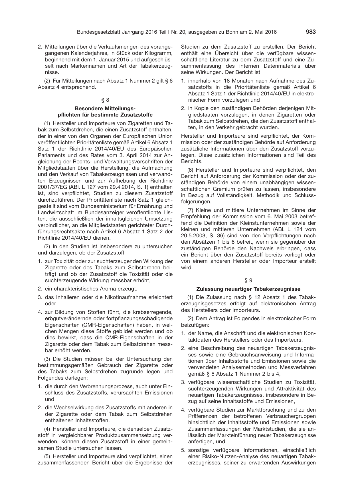 BGBl. 2016, Seite 983 — Originalseite als Abbildung