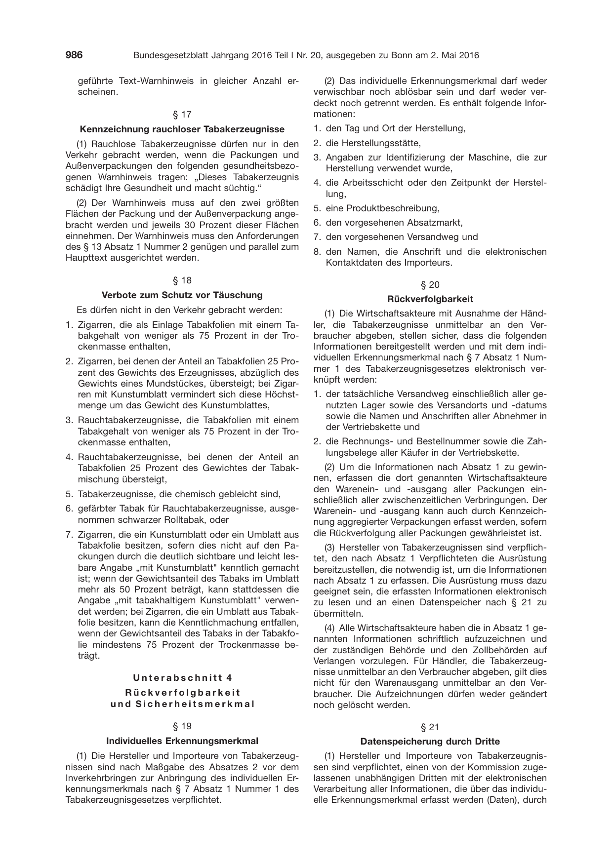 BGBl. 2016, Seite 986 — Originalseite als Abbildung