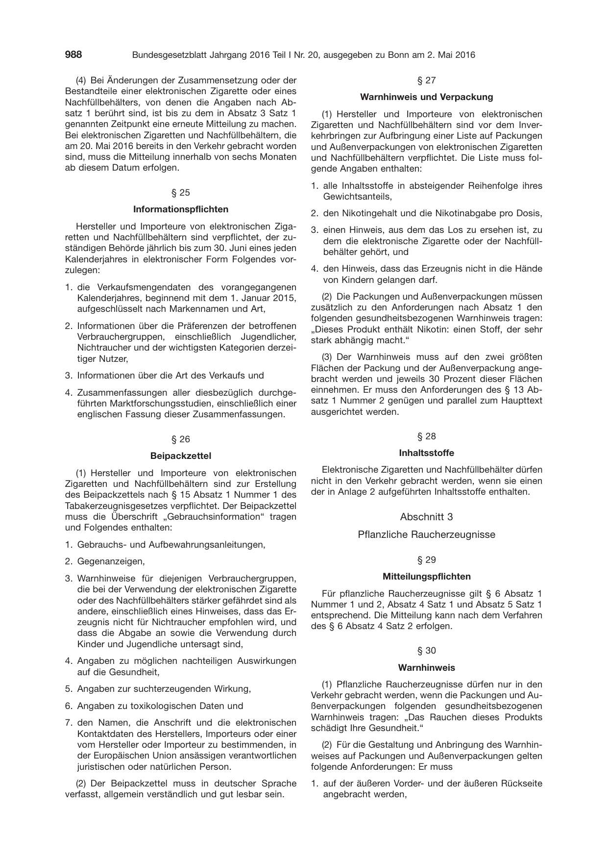 BGBl. 2016, Seite 988 — Originalseite als Abbildung