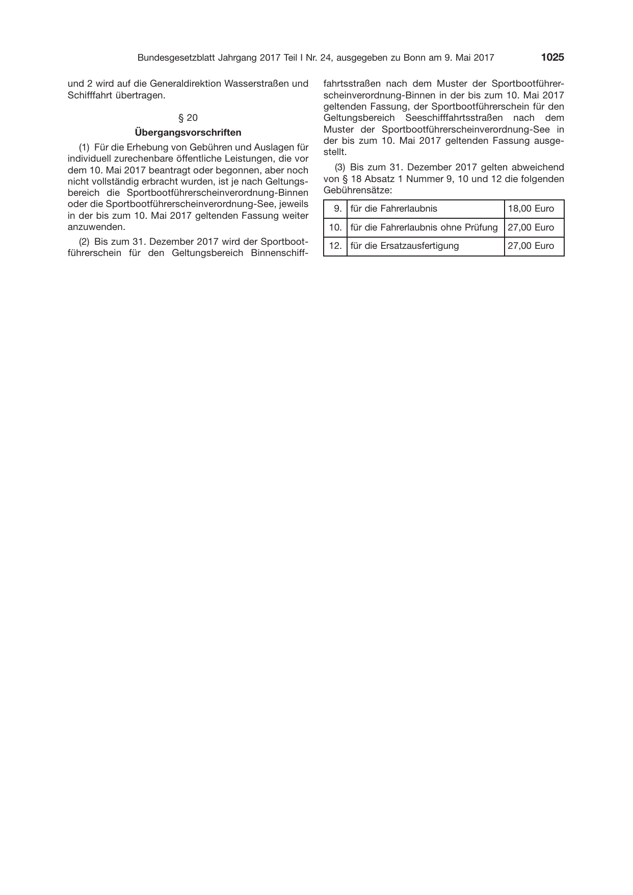 BGBl. 2017, Seite 1025 — Originalseite als Abbildung