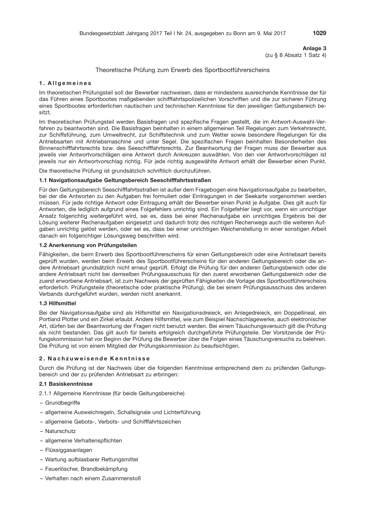 BGBl. 2017, Seite 1029 — Originalseite als Abbildung
