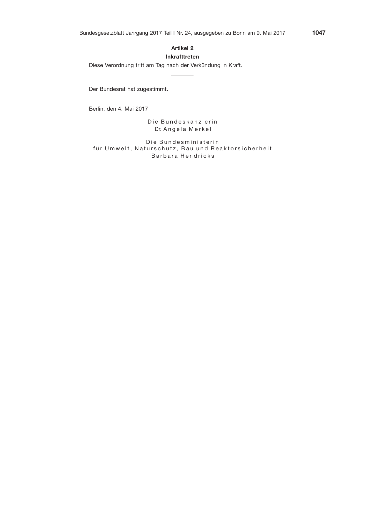 BGBl. 2017, Seite 1047 — Originalseite als Abbildung