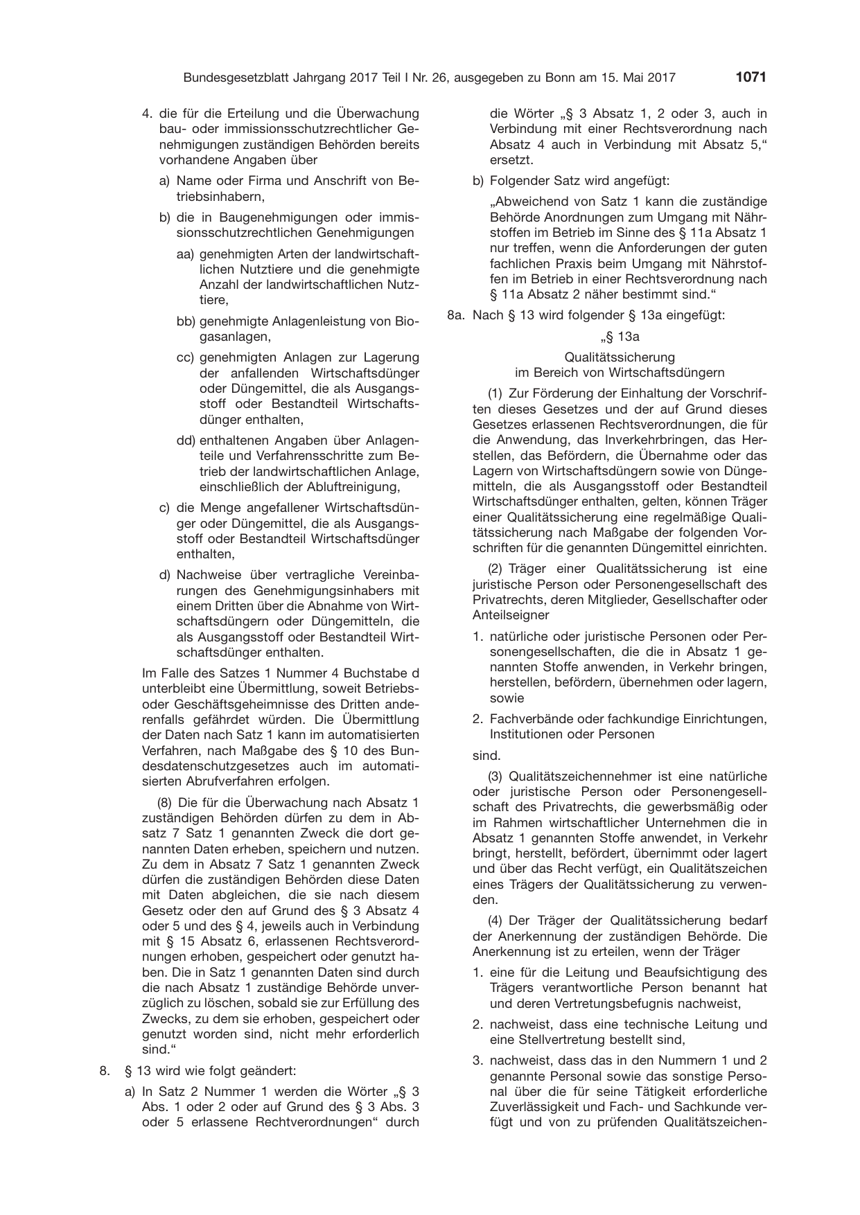 BGBl. 2017, Seite 1071 — Originalseite als Abbildung