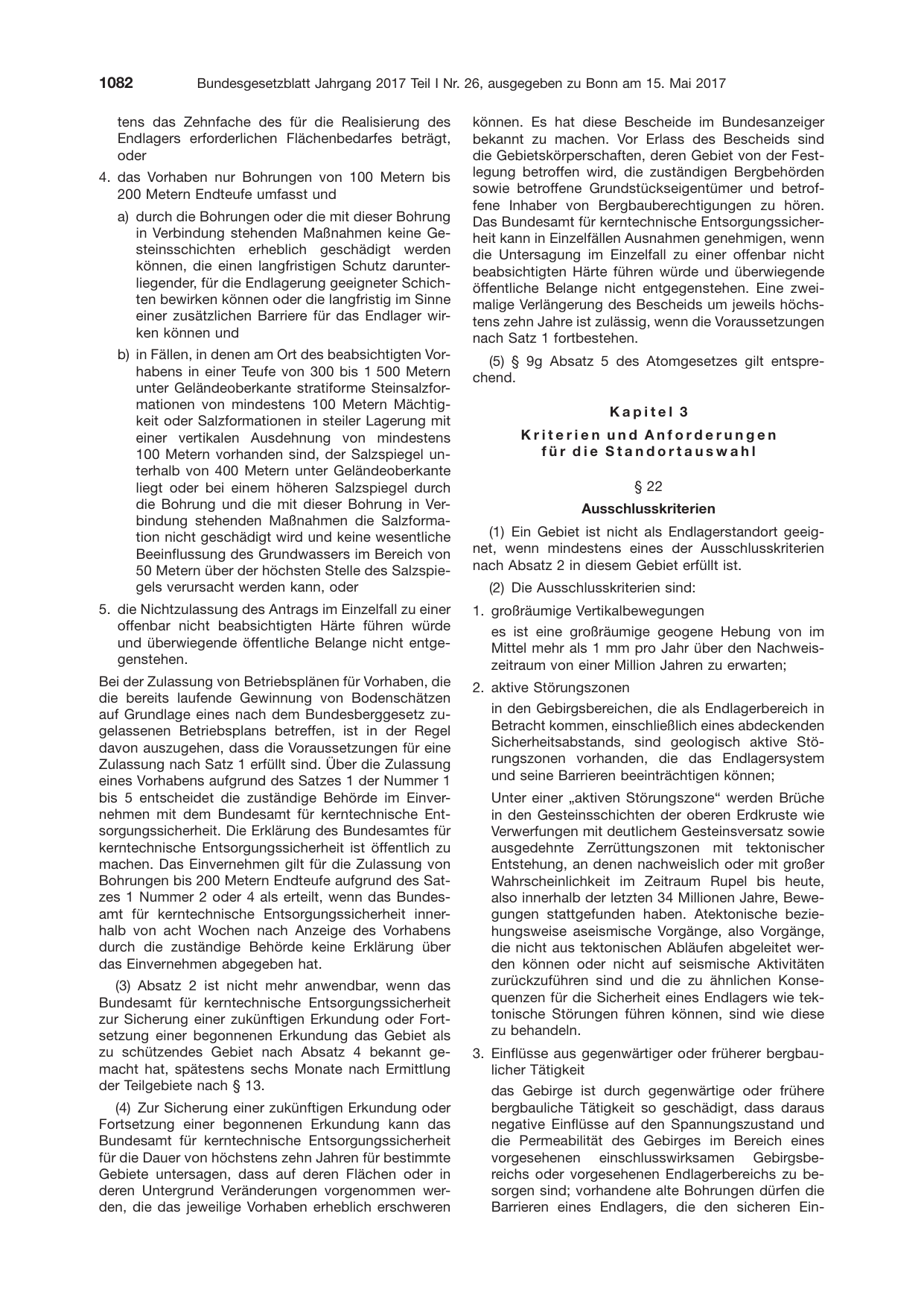BGBl. 2017, Seite 1082 — Originalseite als Abbildung