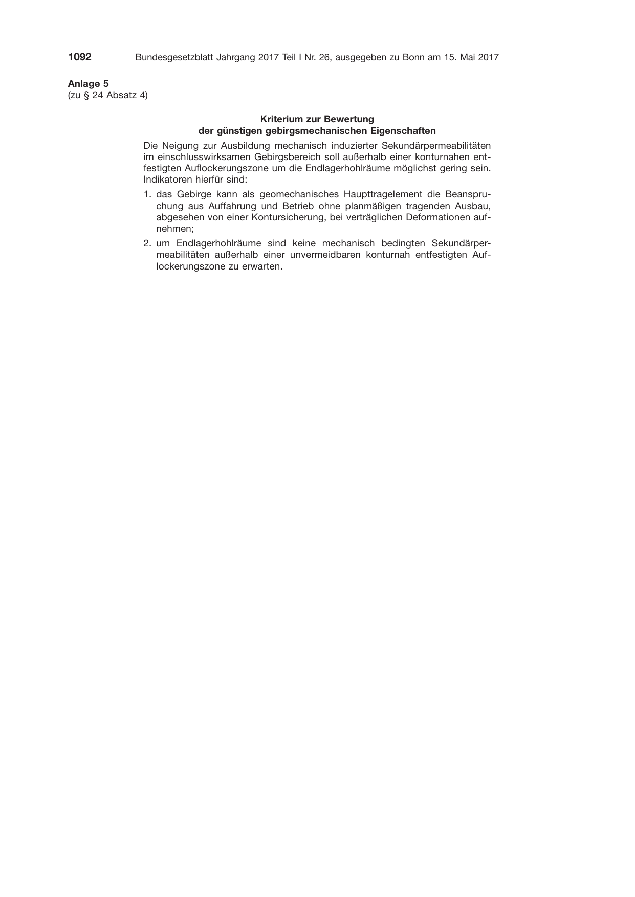 BGBl. 2017, Seite 1092 — Originalseite als Abbildung