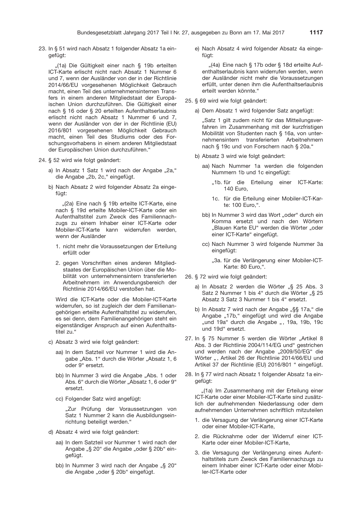 BGBl. 2017, Seite 1117 — Originalseite als Abbildung