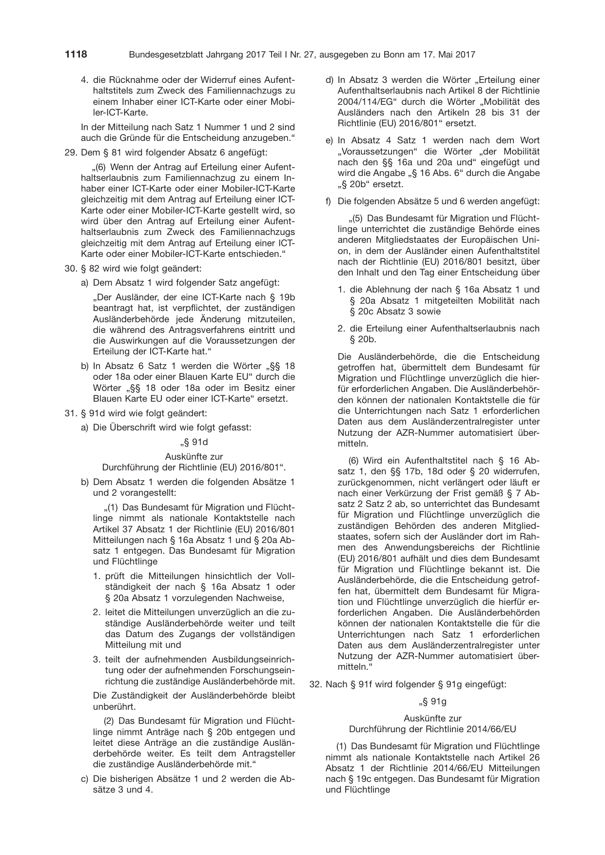 BGBl. 2017, Seite 1118 — Originalseite als Abbildung