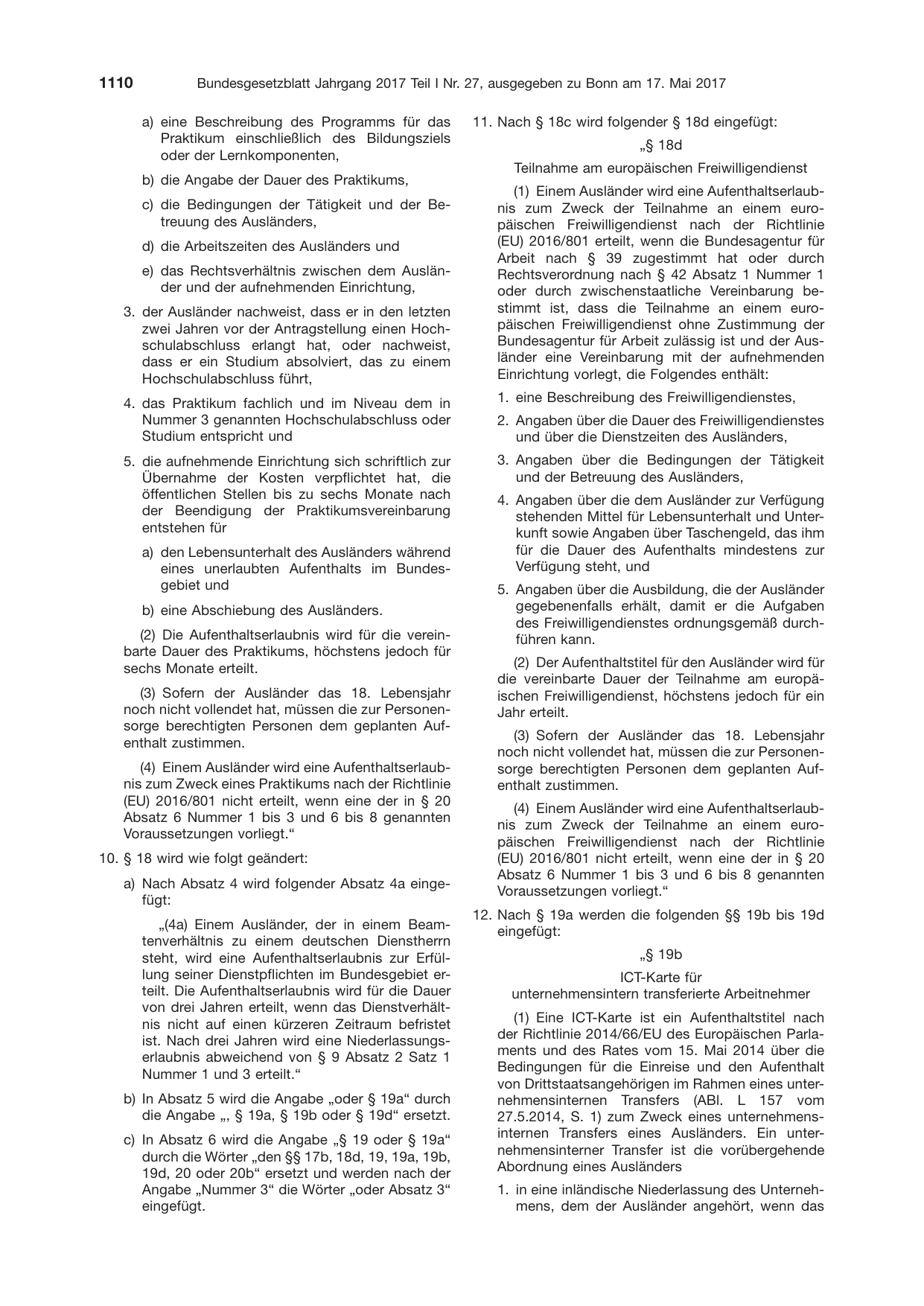 BGBl. 2017, Seite 1110 — Originalseite als Abbildung