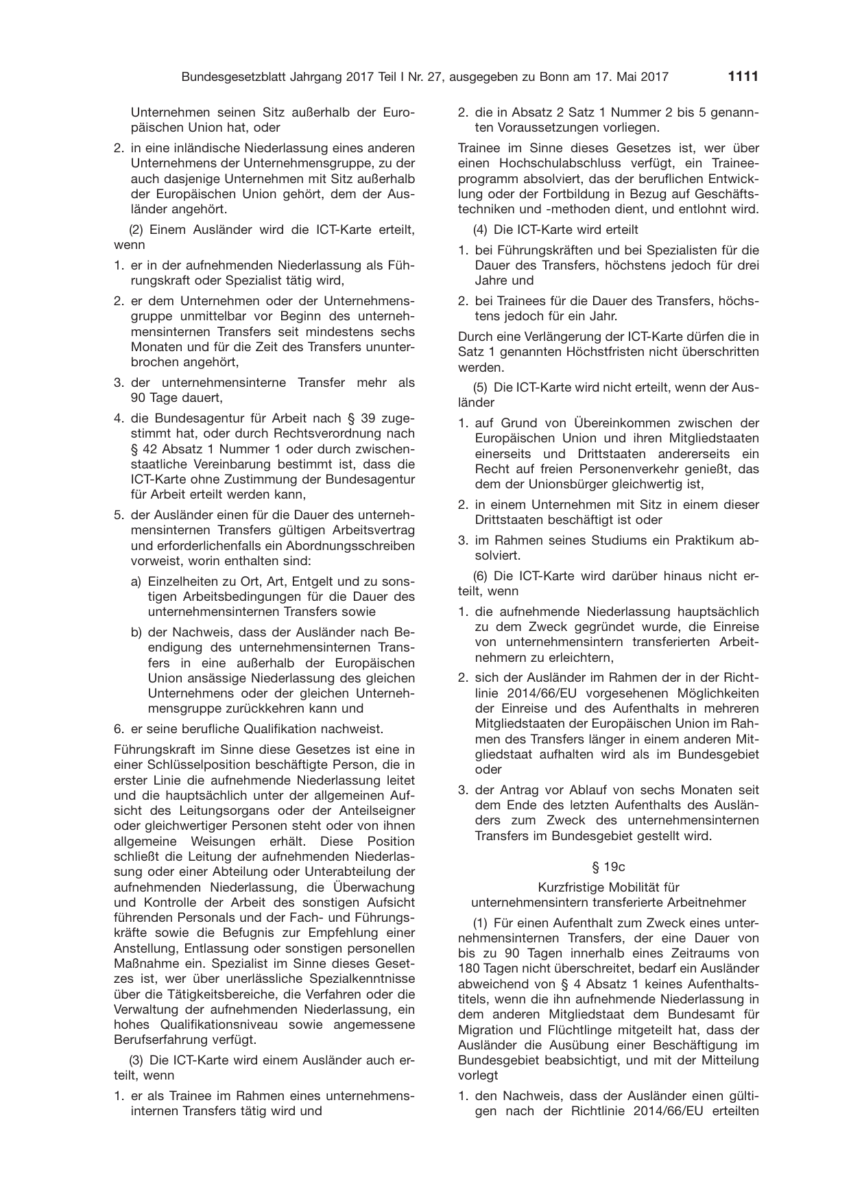 BGBl. 2017, Seite 1111 — Originalseite als Abbildung