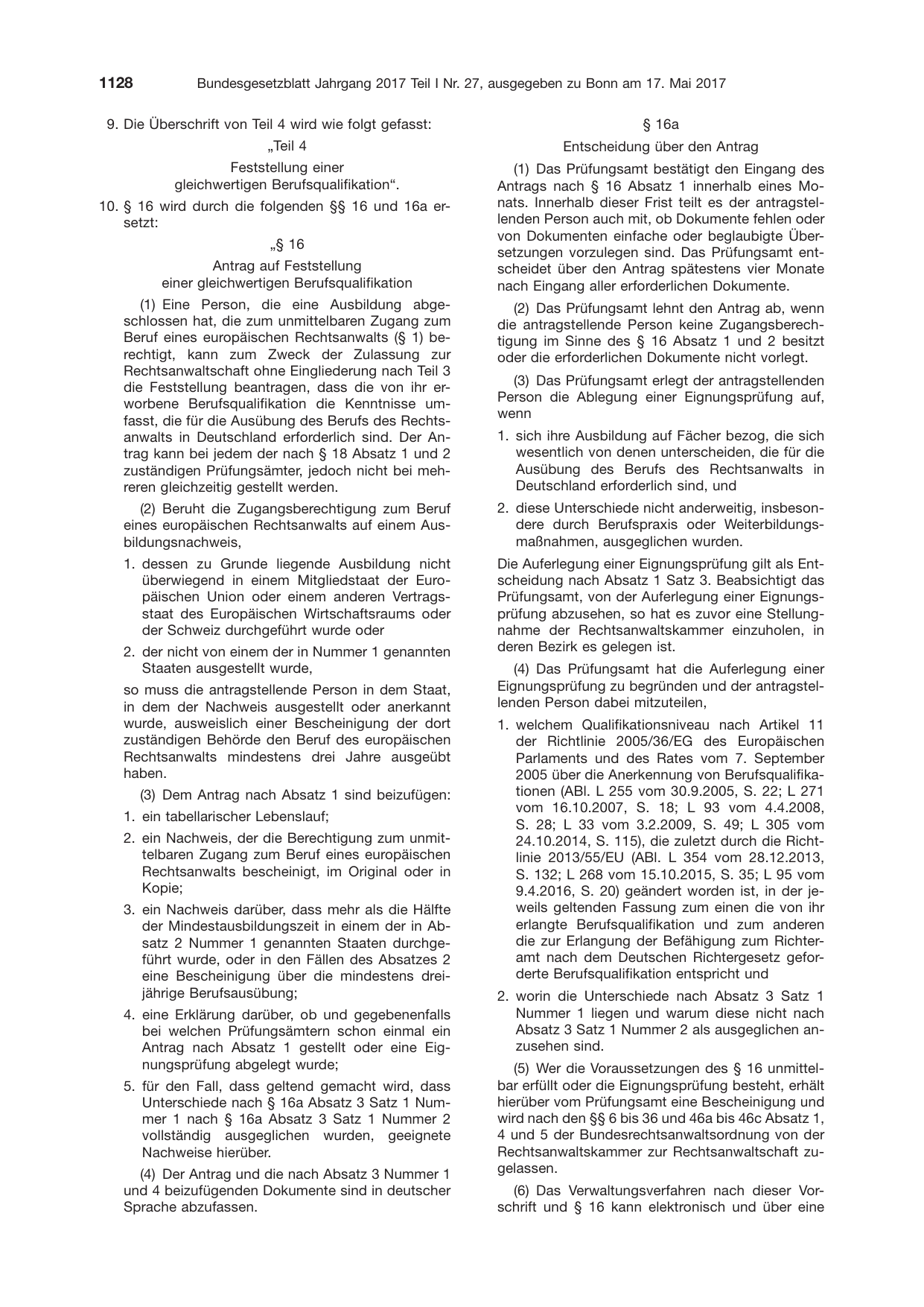 BGBl. 2017, Seite 1128 — Originalseite als Abbildung