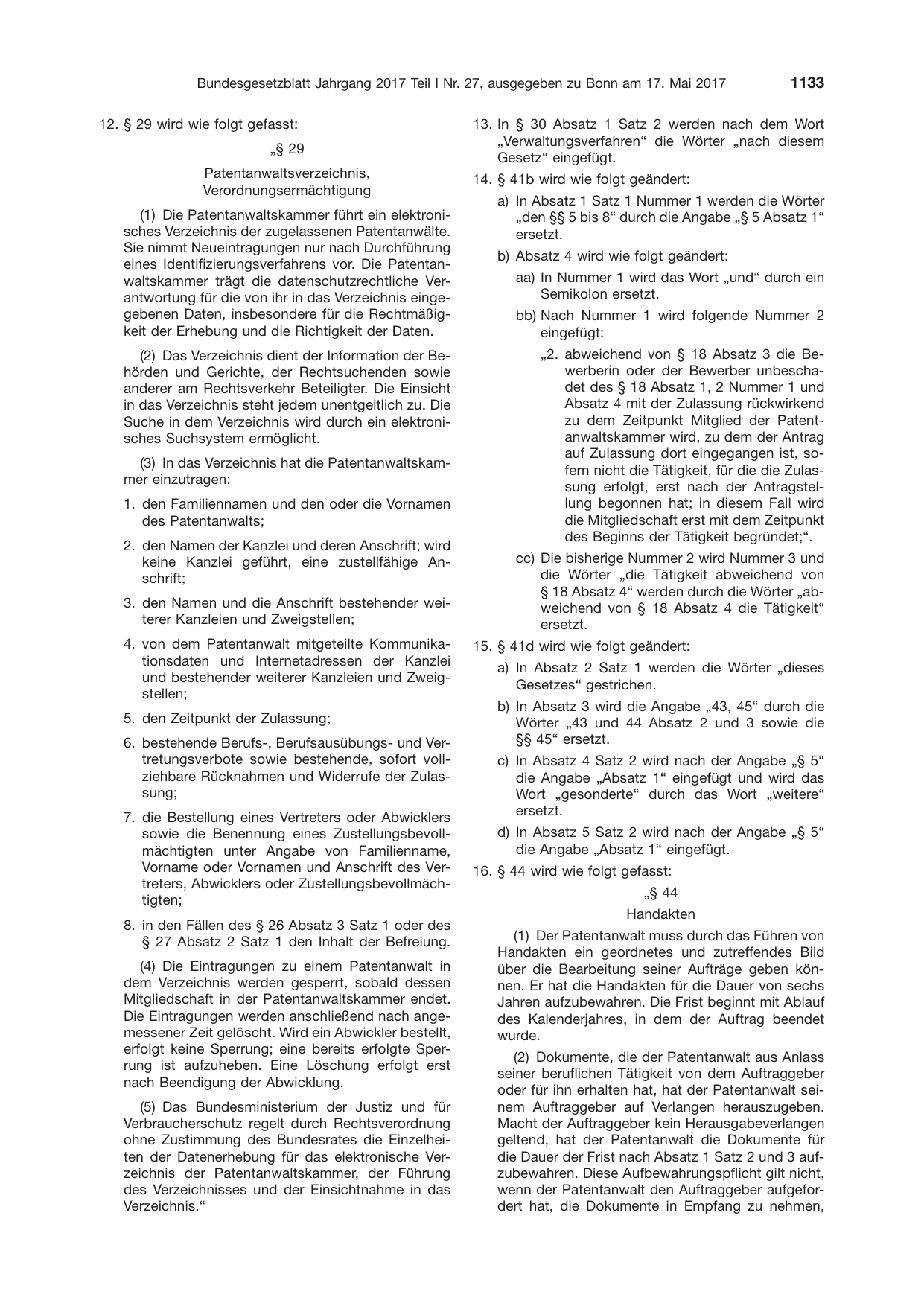 BGBl. 2017, Seite 1133 — Originalseite als Abbildung