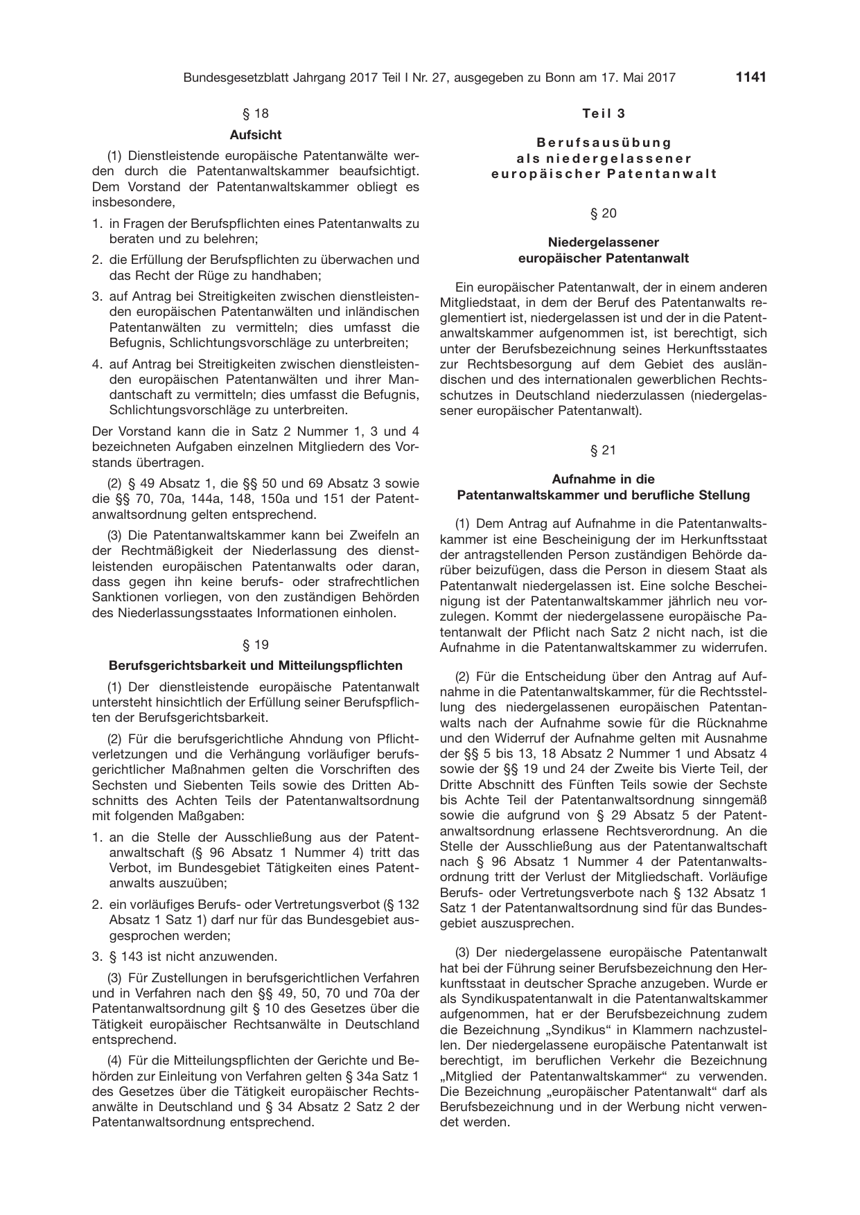 BGBl. 2017, Seite 1141 — Originalseite als Abbildung