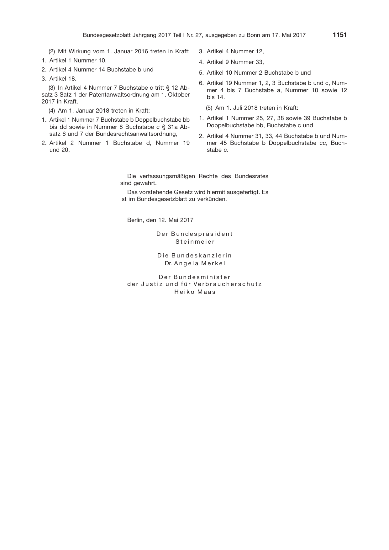 BGBl. 2017, Seite 1151 — Originalseite als Abbildung