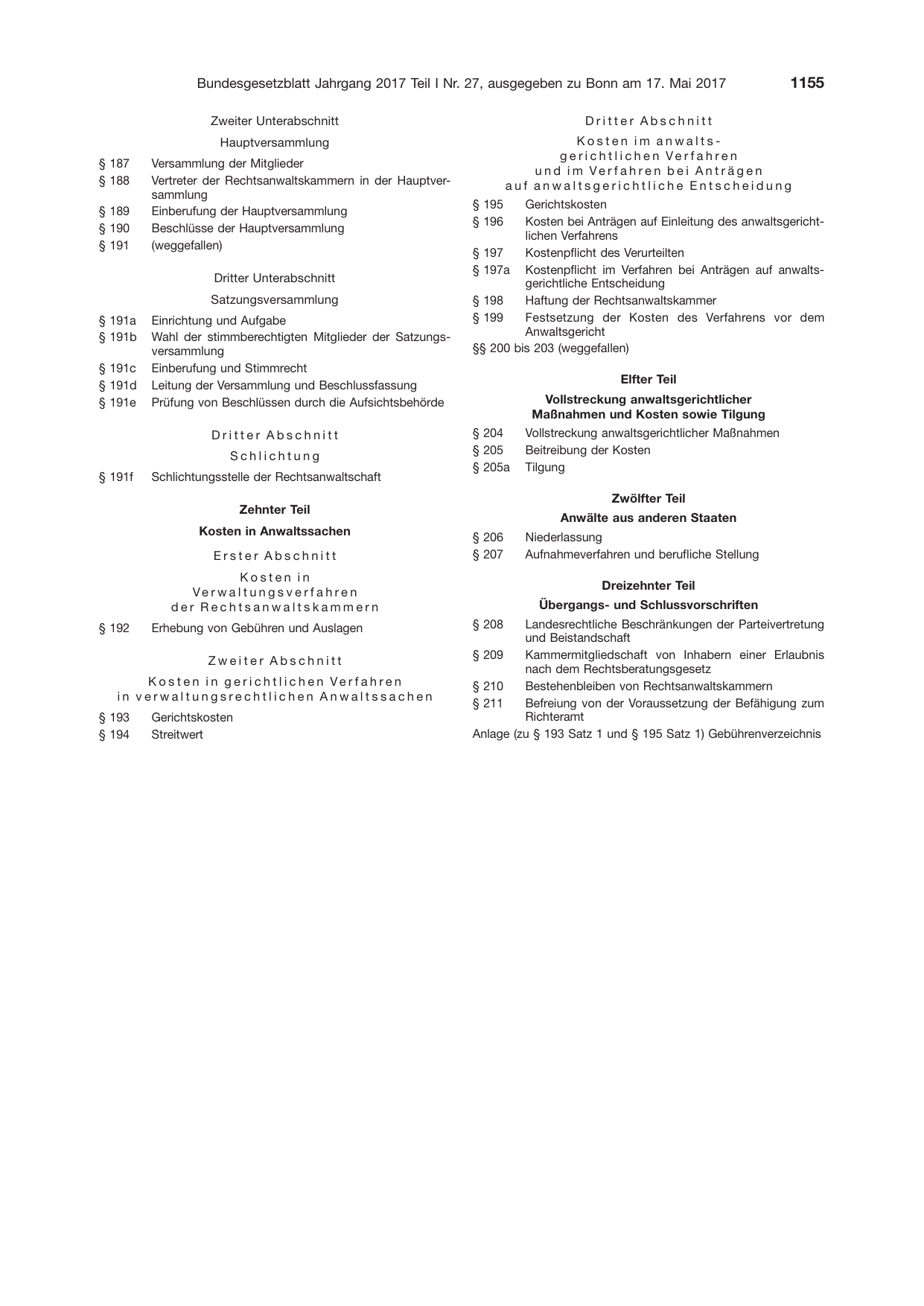 BGBl. 2017, Seite 1155 — Originalseite als Abbildung