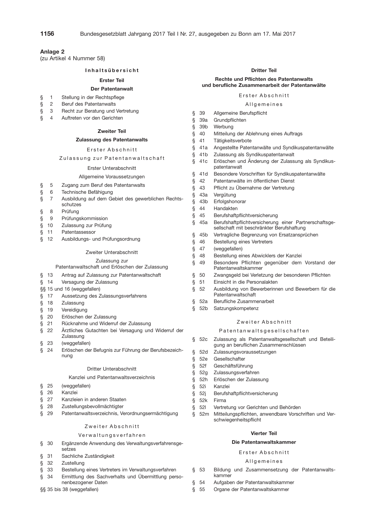 BGBl. 2017, Seite 1156 — Originalseite als Abbildung