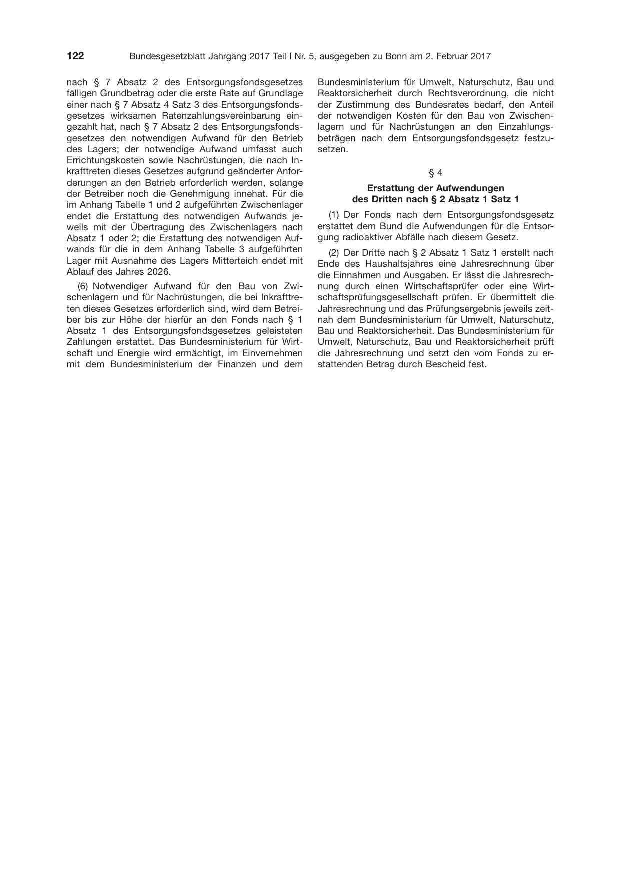 BGBl. 2017, Seite 122 — Originalseite als Abbildung