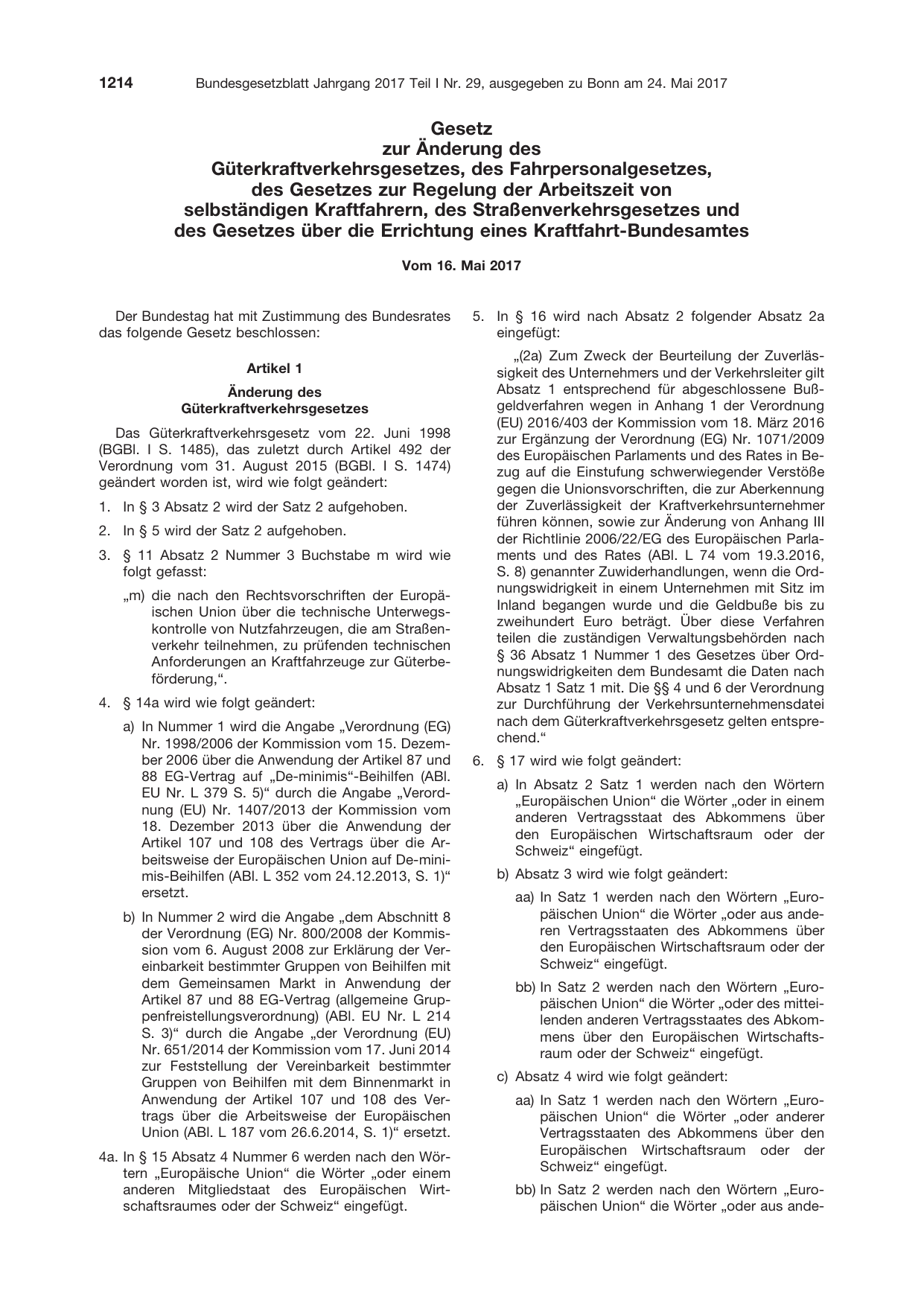 BGBl. 2017, Seite 1214 — Originalseite als Abbildung