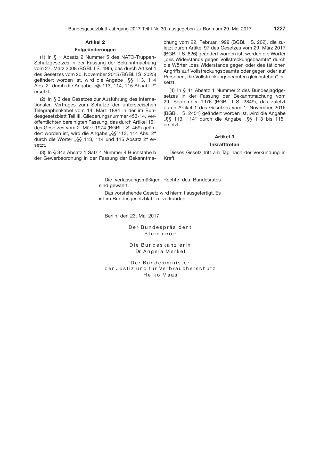 BGBl. 2017, Seite 1227 — Originalseite als Abbildung