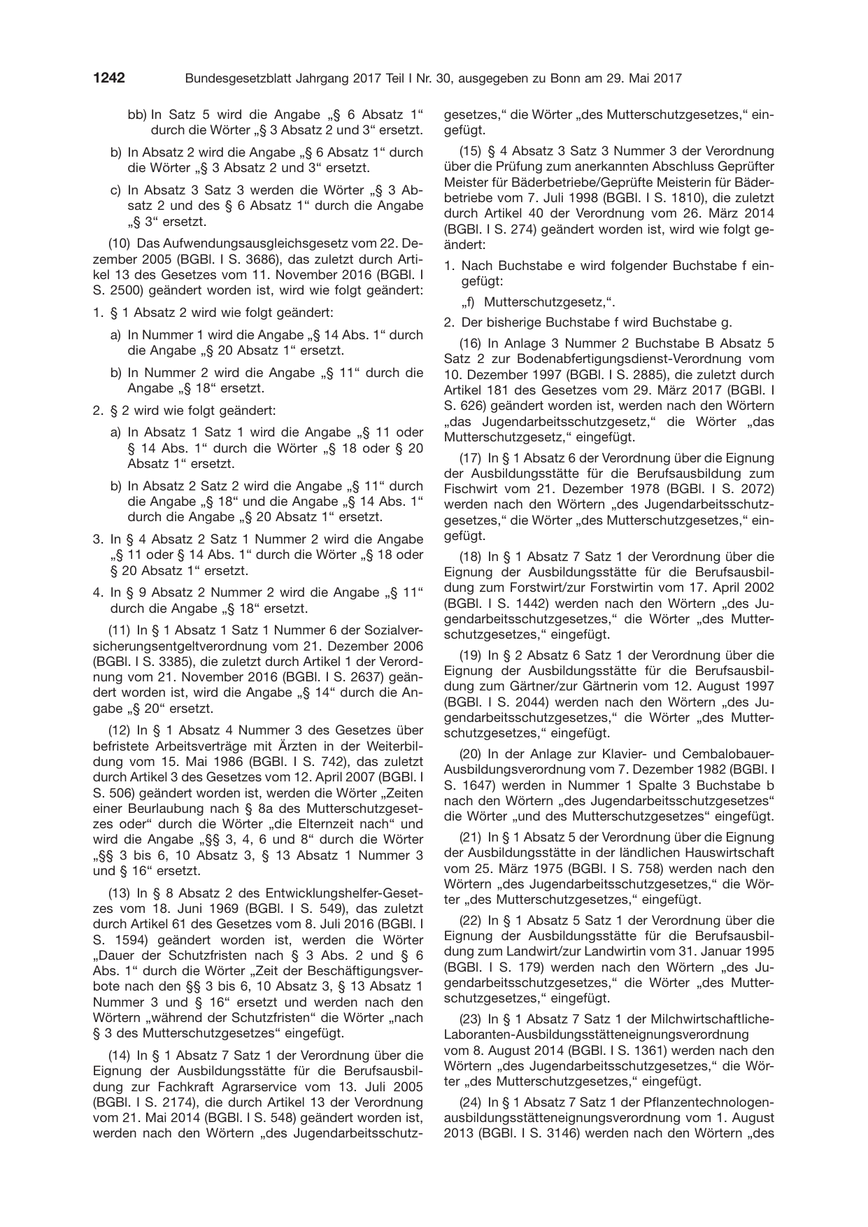 BGBl. 2017, Seite 1242 — Originalseite als Abbildung