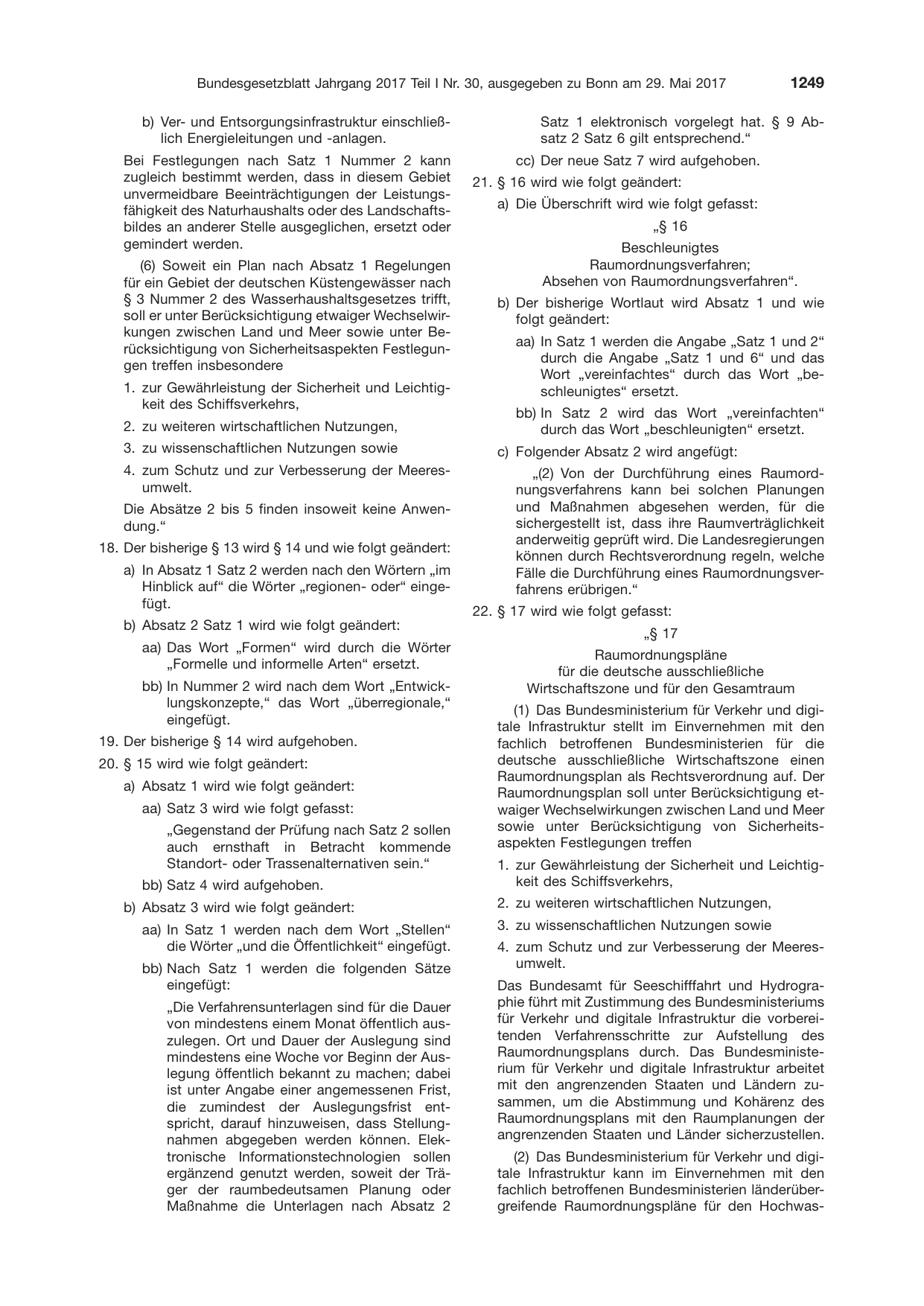 BGBl. 2017, Seite 1249 — Originalseite als Abbildung
