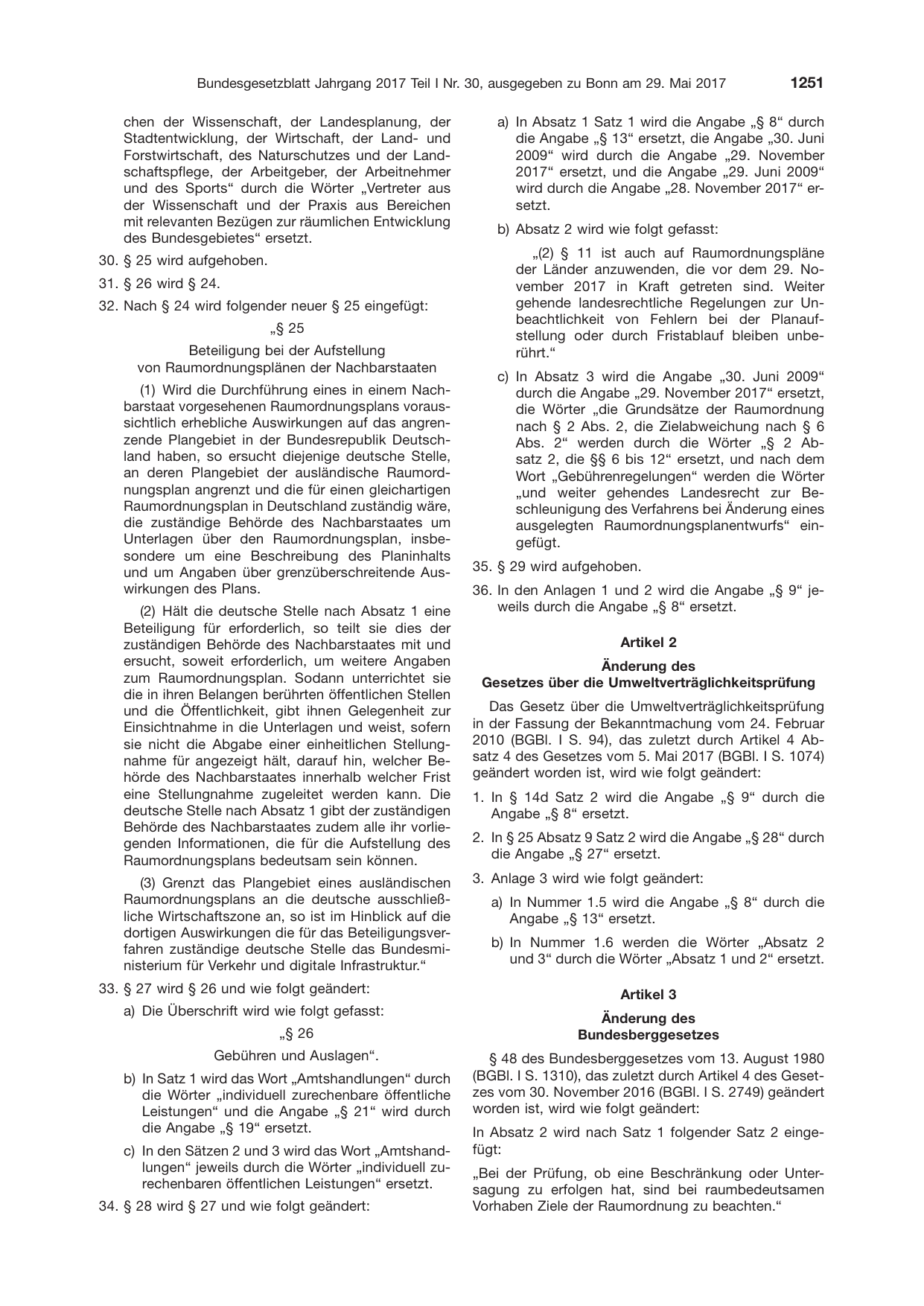BGBl. 2017, Seite 1251 — Originalseite als Abbildung