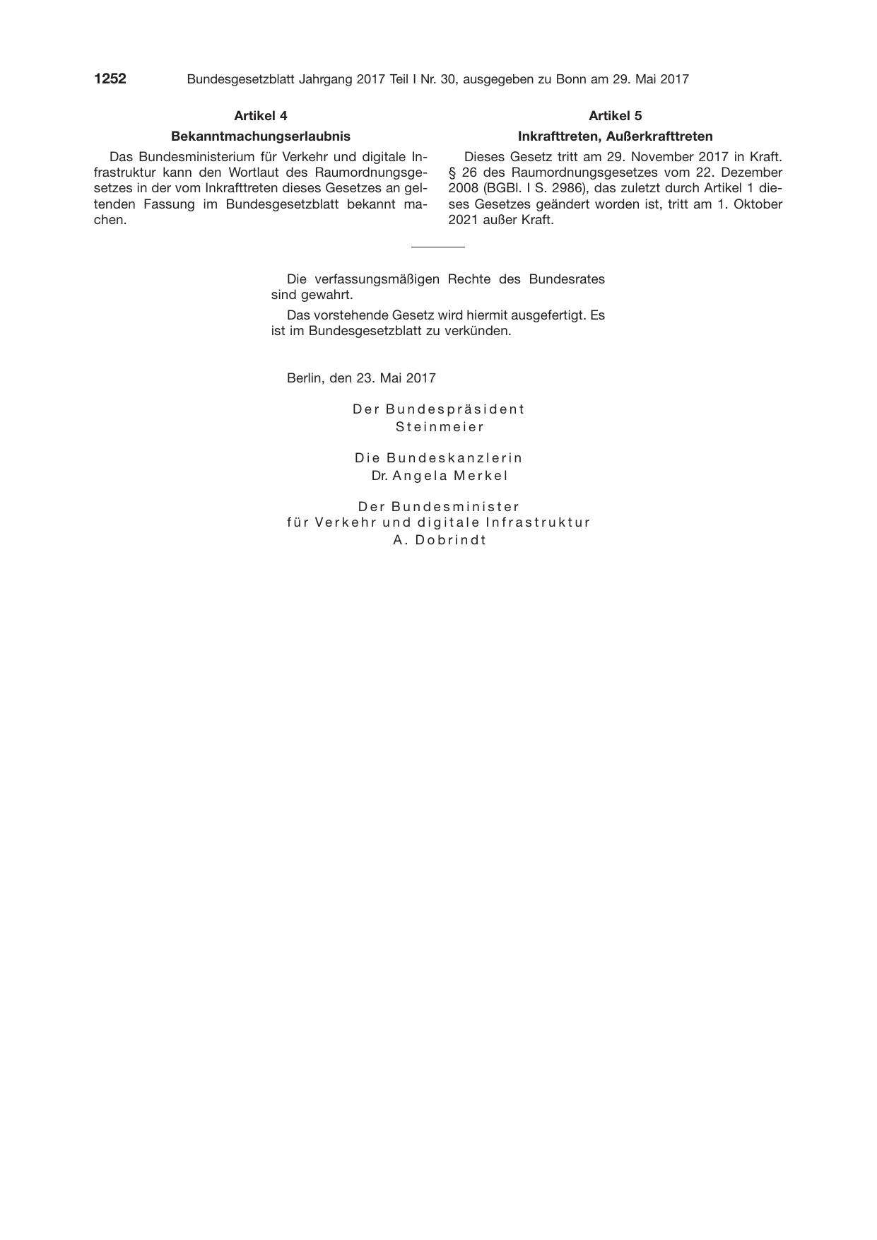 BGBl. 2017, Seite 1252 — Originalseite als Abbildung