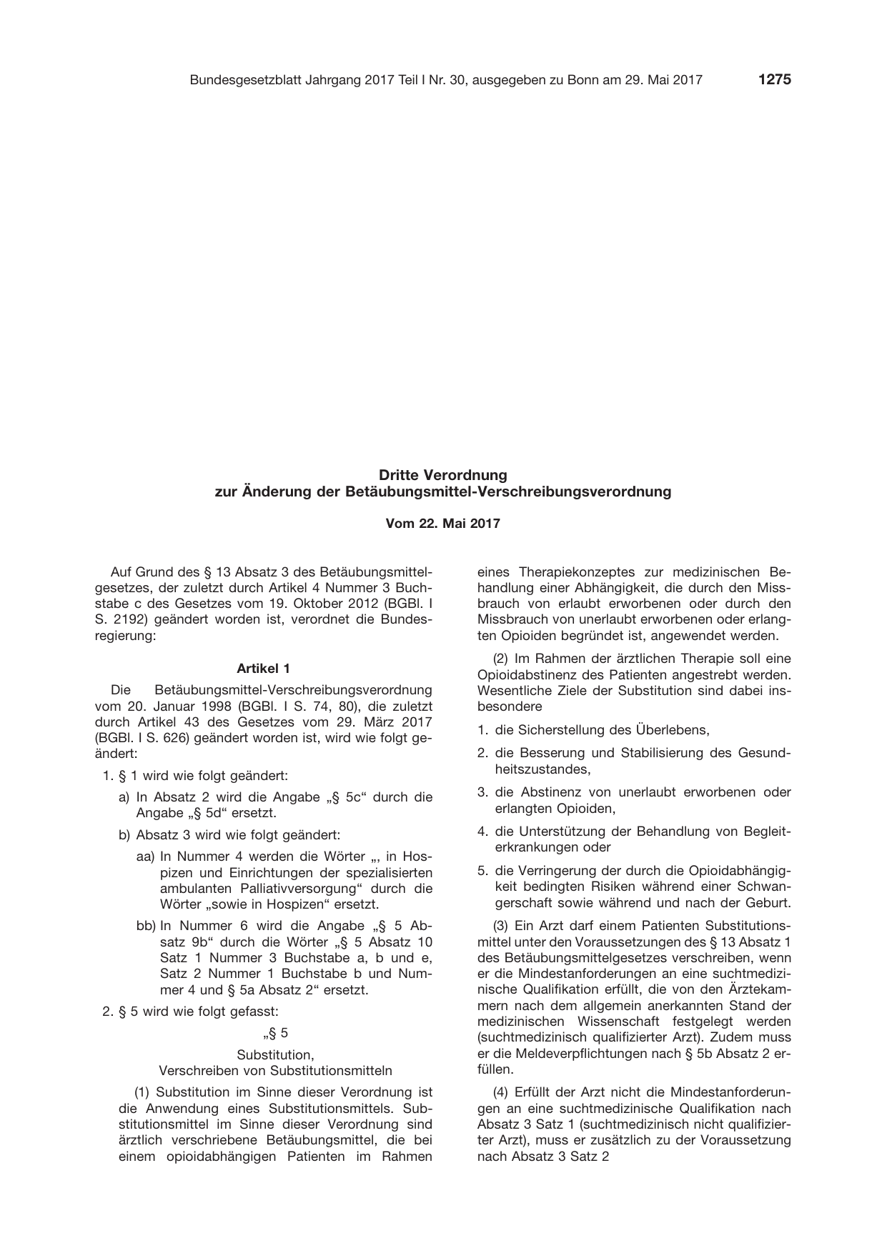 BGBl. 2017, Seite 1275 — Originalseite als Abbildung