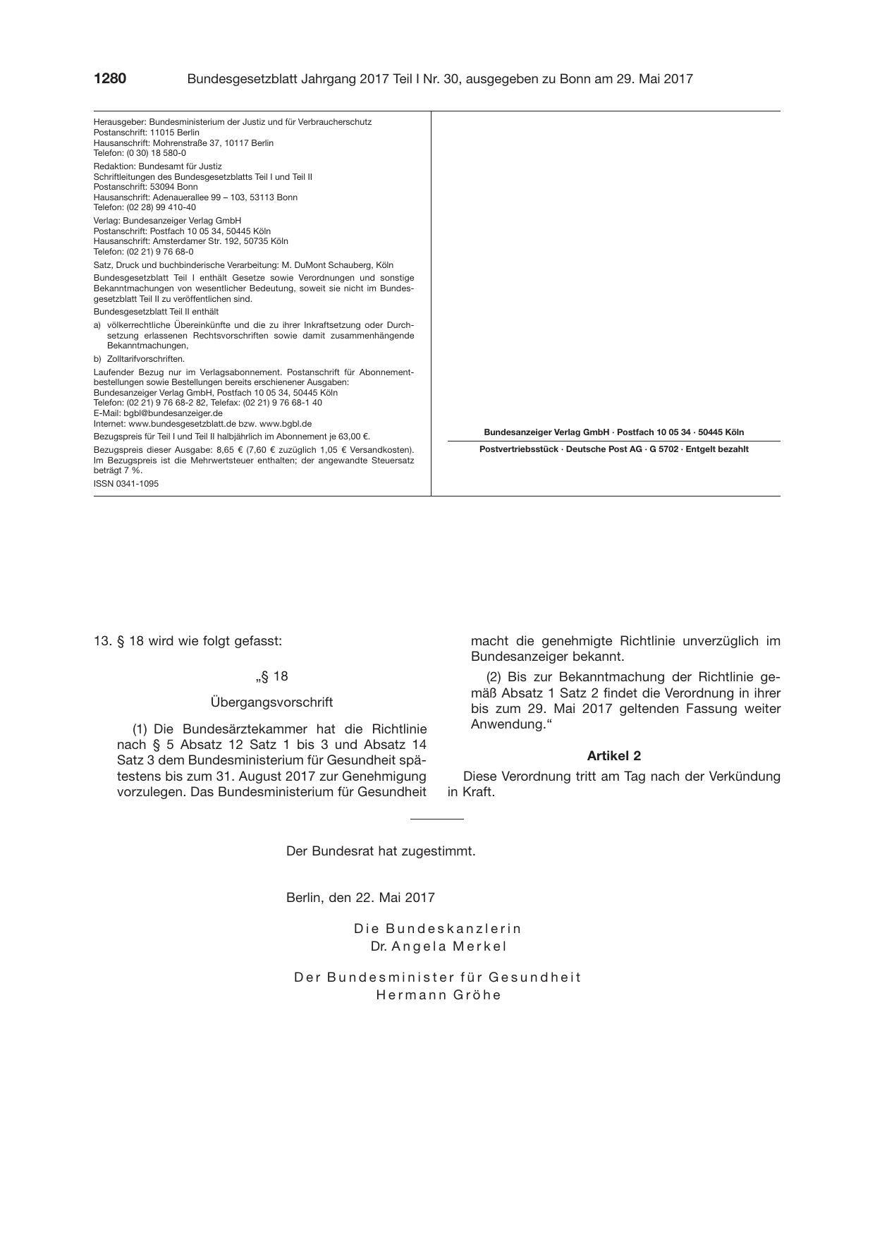 BGBl. 2017, Seite 1280 — Originalseite als Abbildung