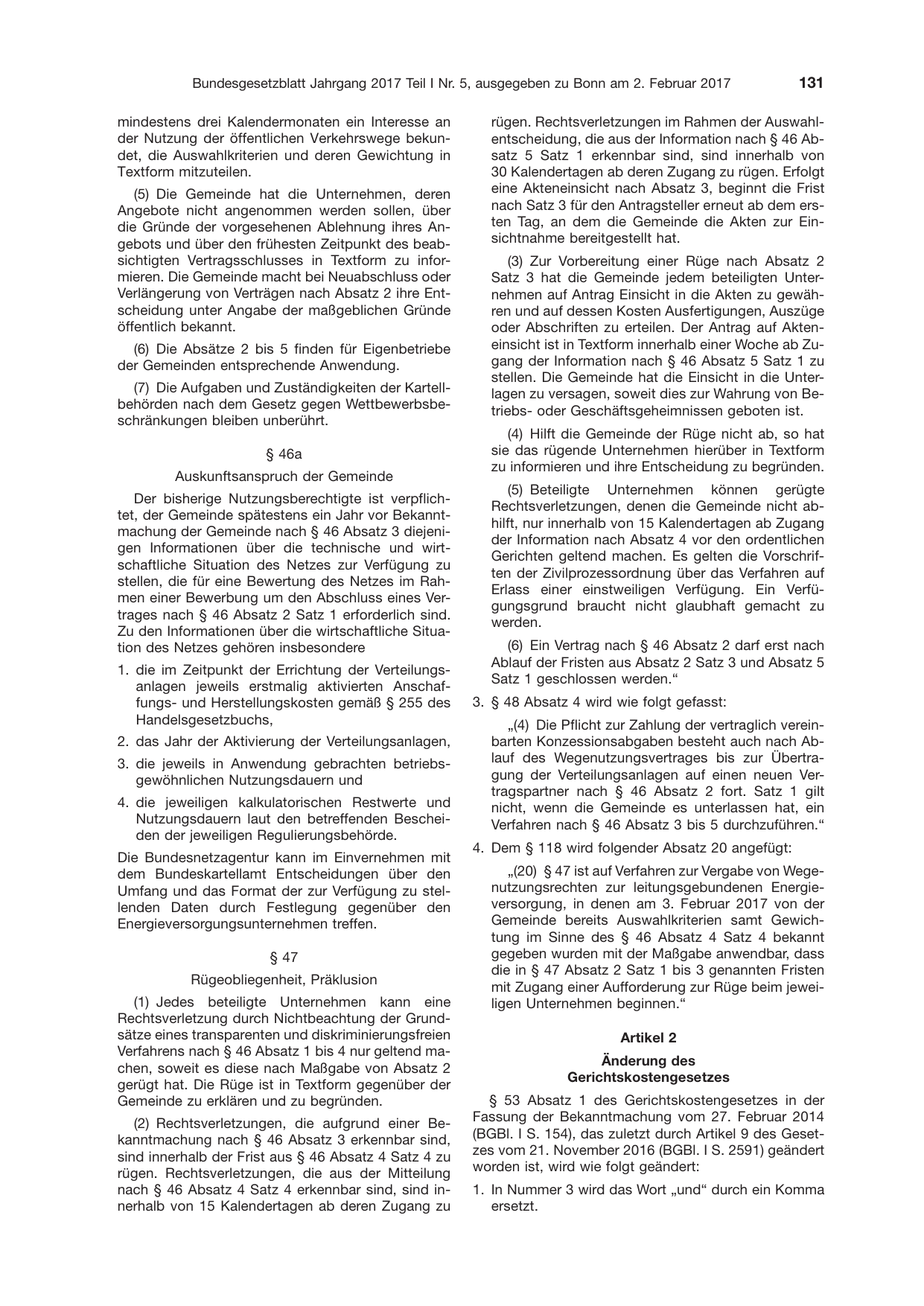 BGBl. 2017, Seite 131 — Originalseite als Abbildung