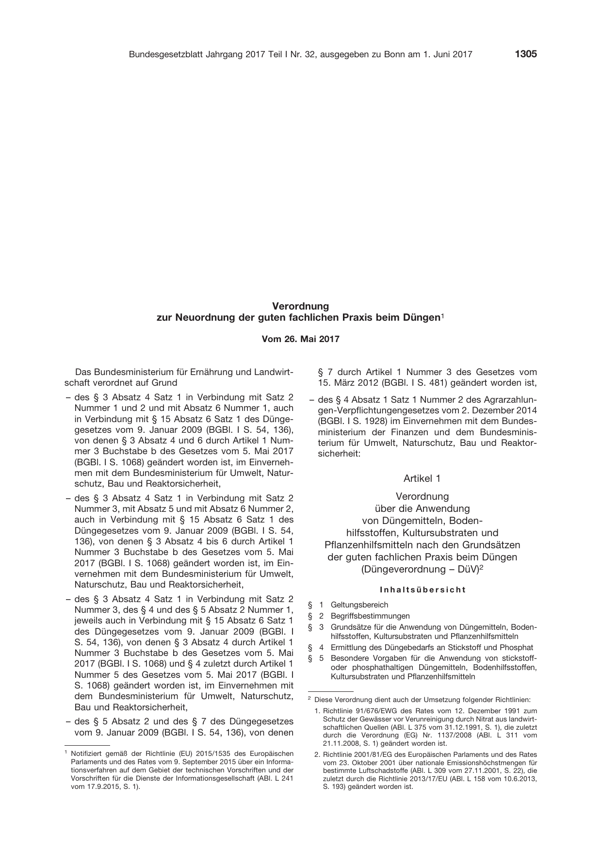 BGBl. 2017, Seite 1305 — Originalseite als Abbildung