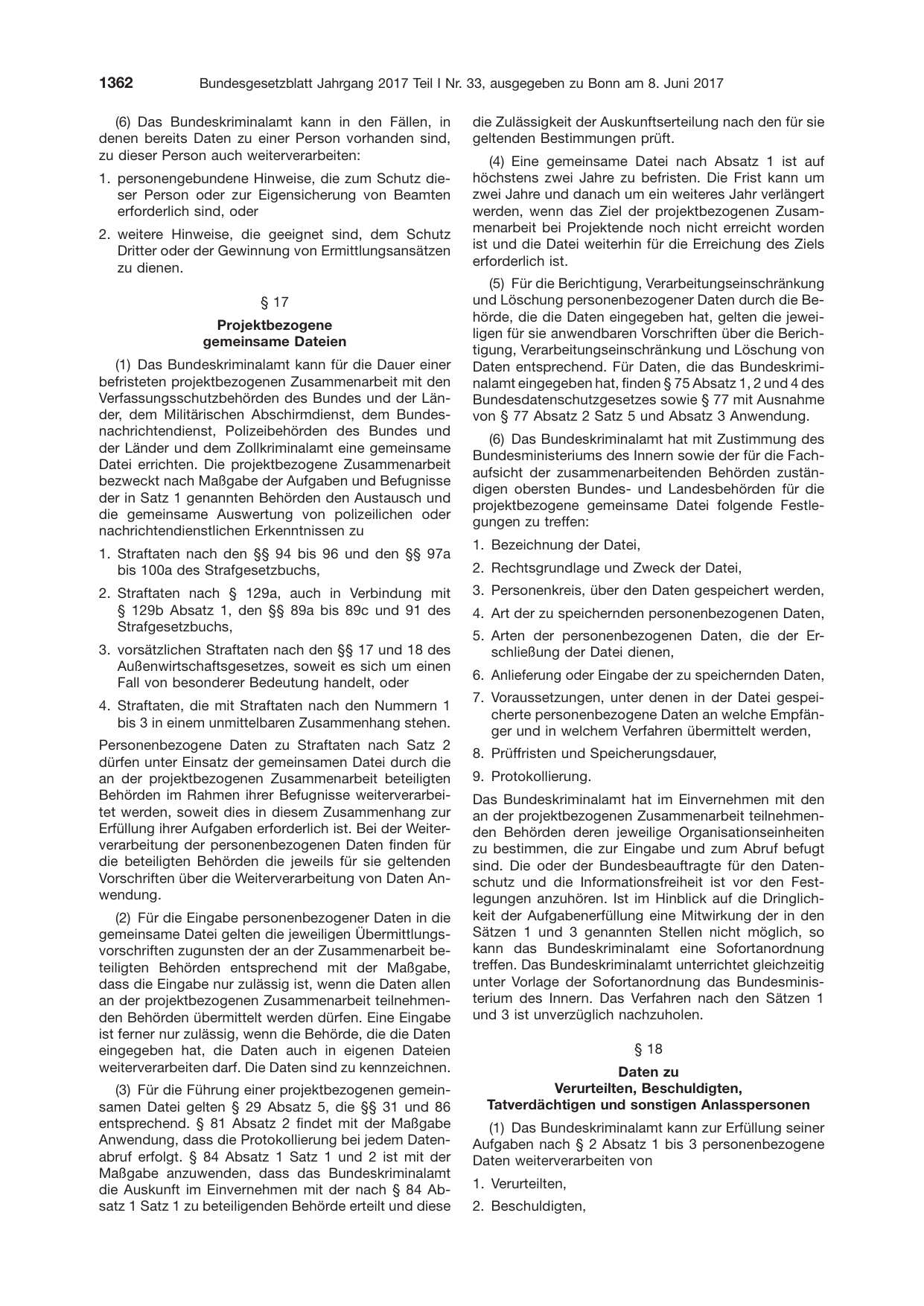 BGBl. 2017, Seite 1362 — Originalseite als Abbildung