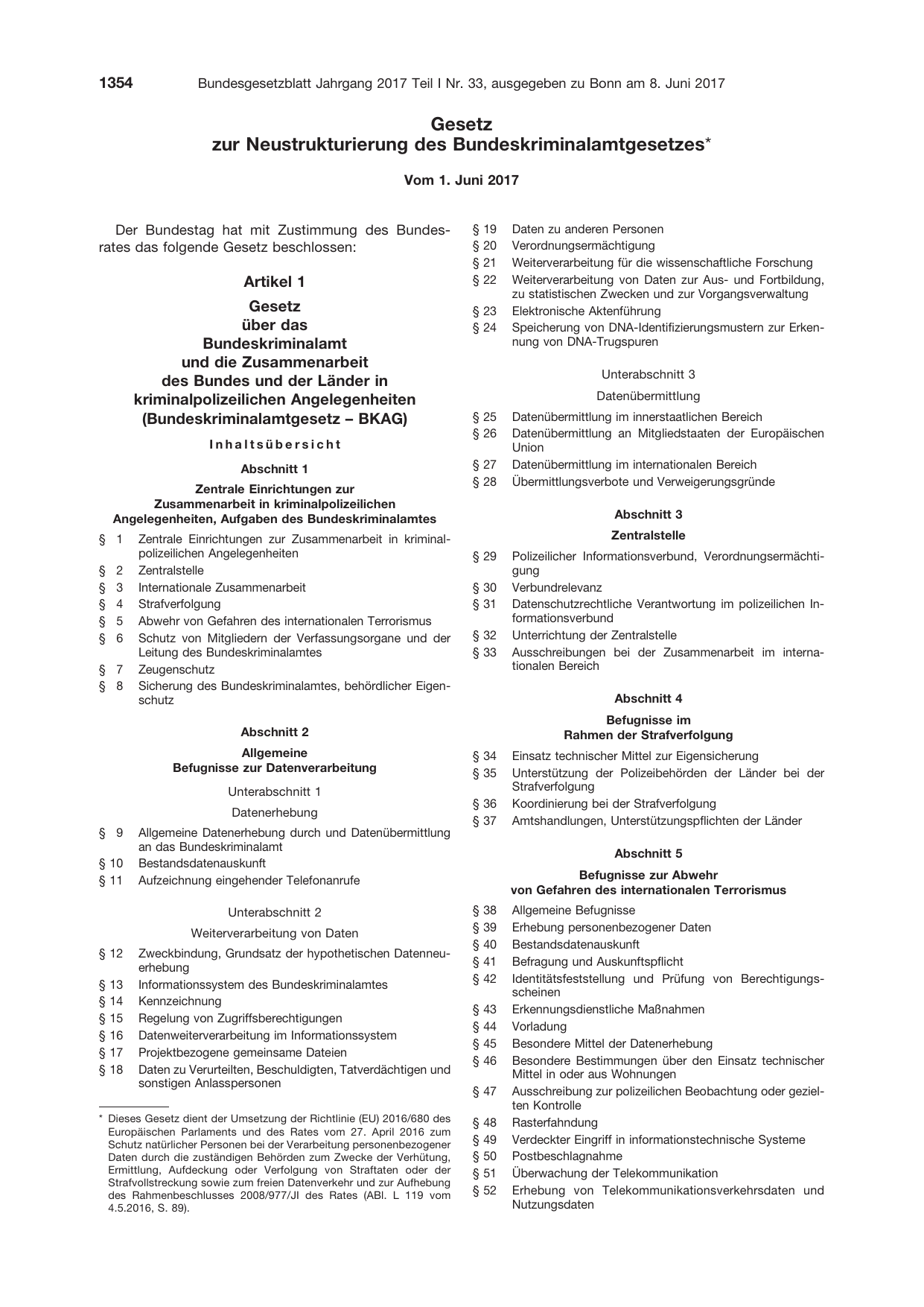 BGBl. 2017, Seite 1354 — Originalseite als Abbildung