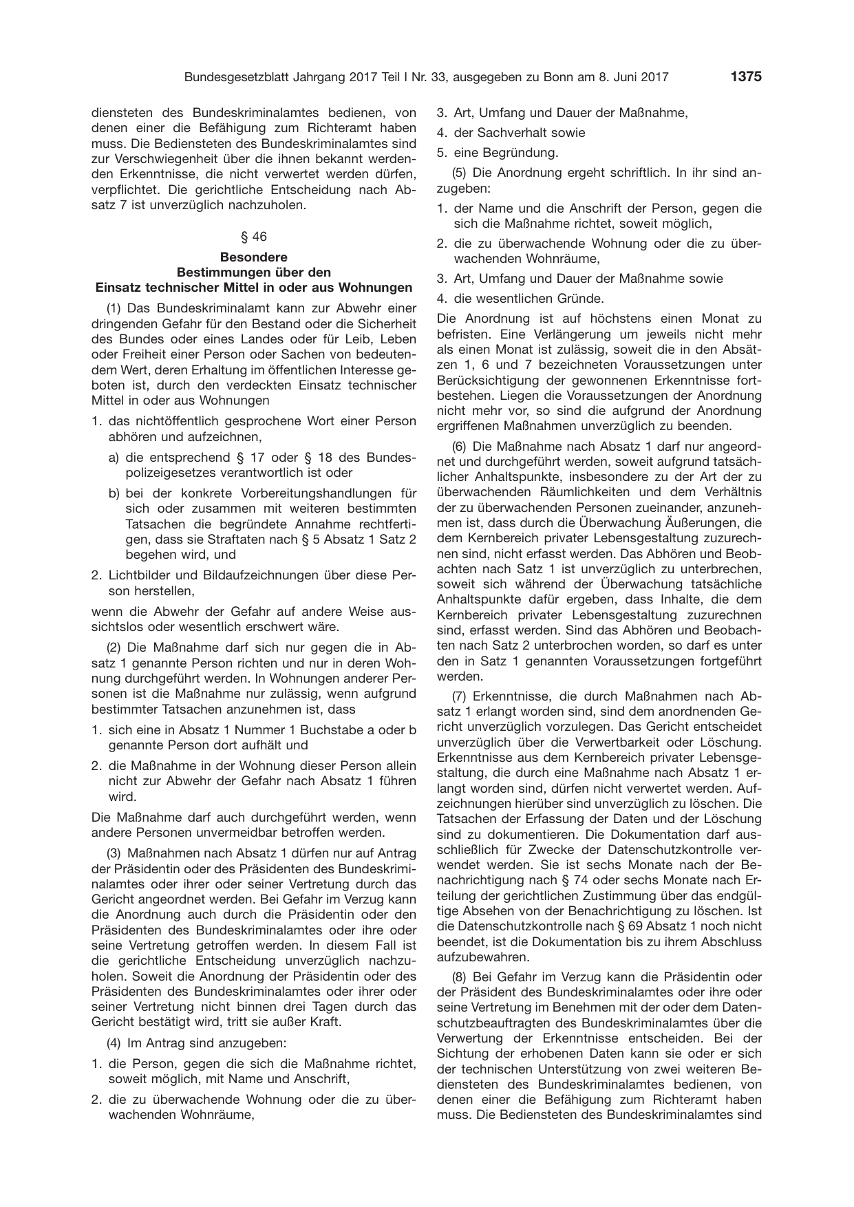 BGBl. 2017, Seite 1375 — Originalseite als Abbildung