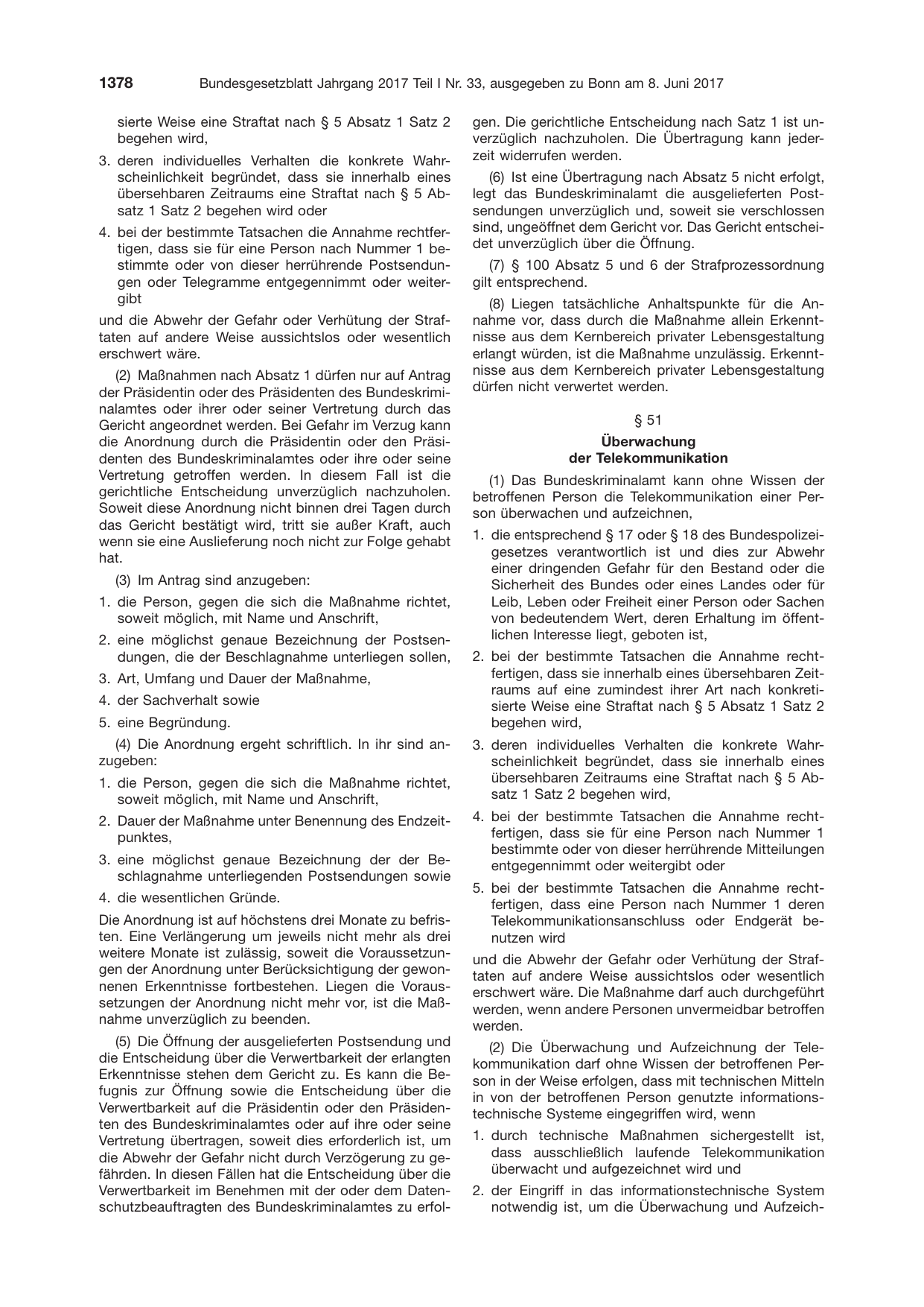 BGBl. 2017, Seite 1378 — Originalseite als Abbildung