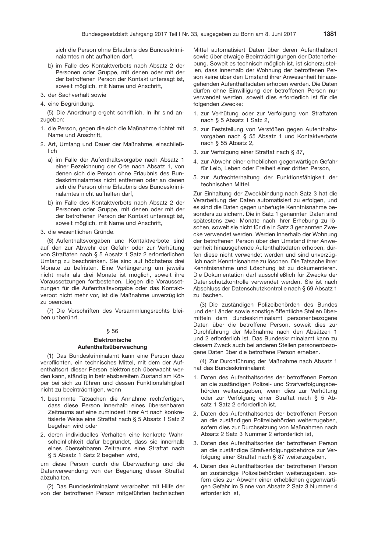 BGBl. 2017, Seite 1381 — Originalseite als Abbildung