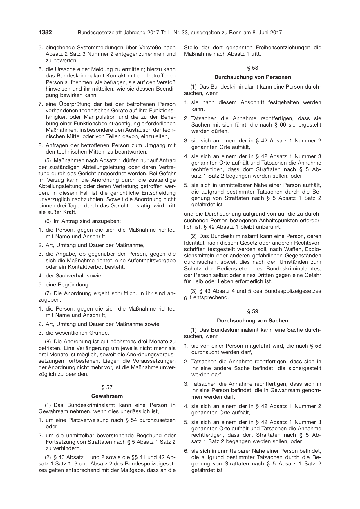 BGBl. 2017, Seite 1382 — Originalseite als Abbildung