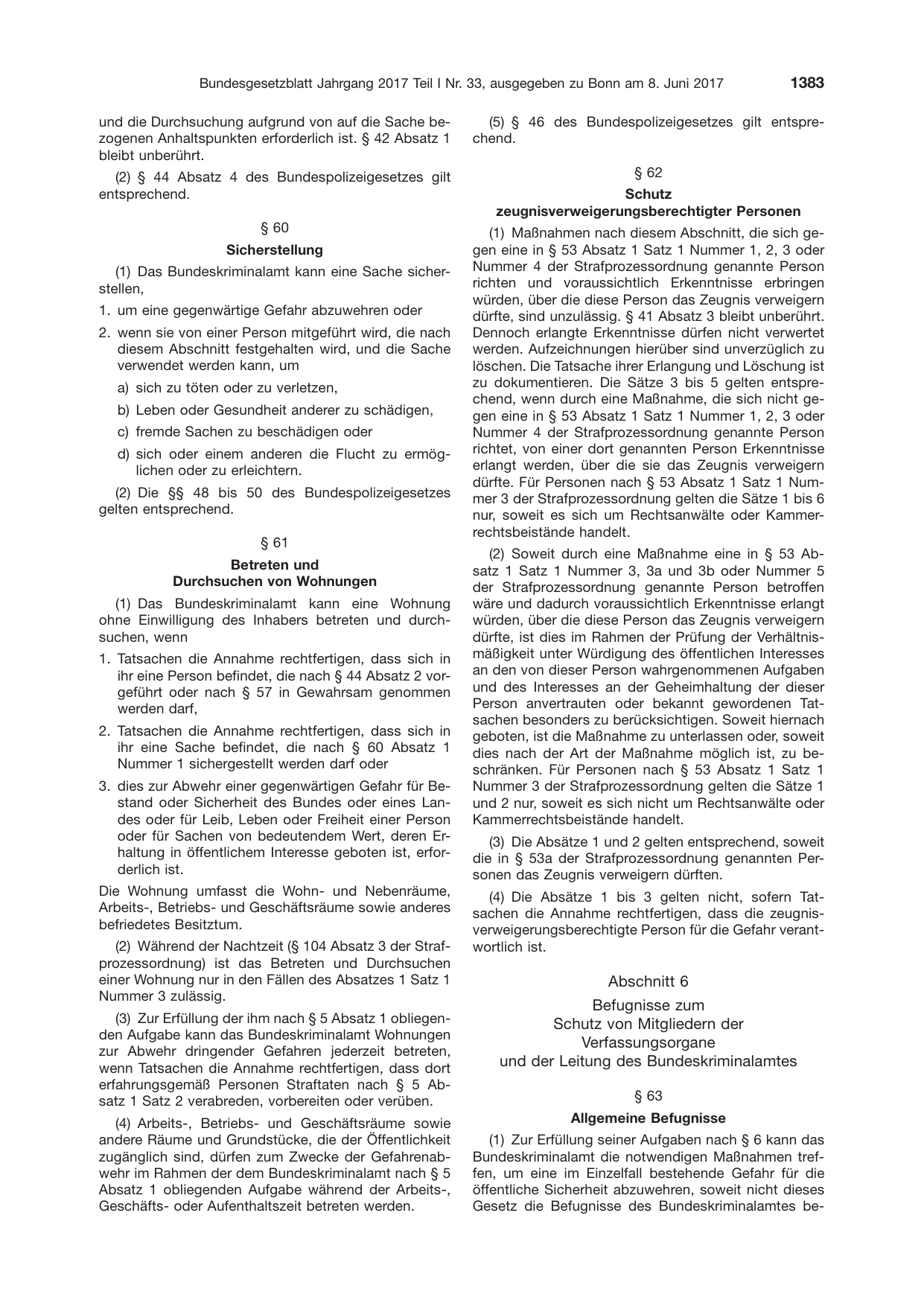 BGBl. 2017, Seite 1383 — Originalseite als Abbildung