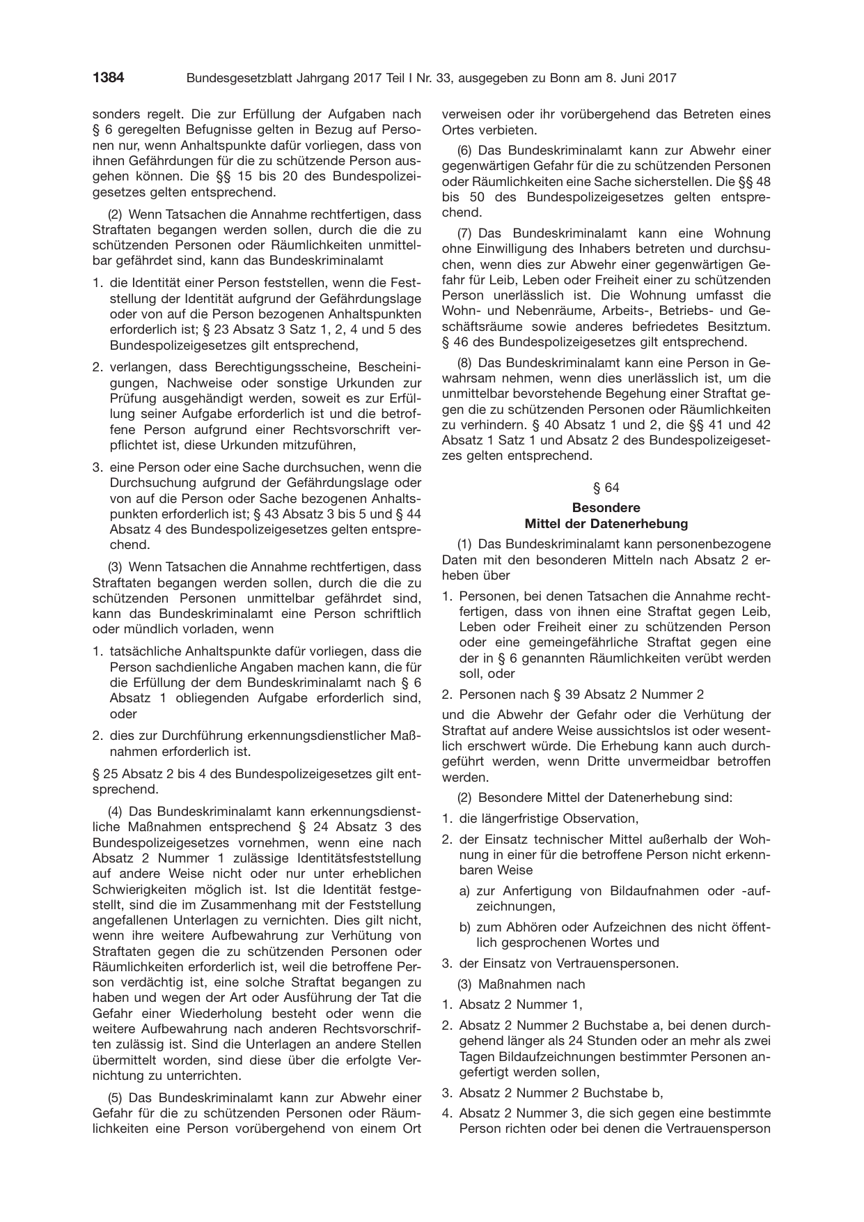 BGBl. 2017, Seite 1384 — Originalseite als Abbildung