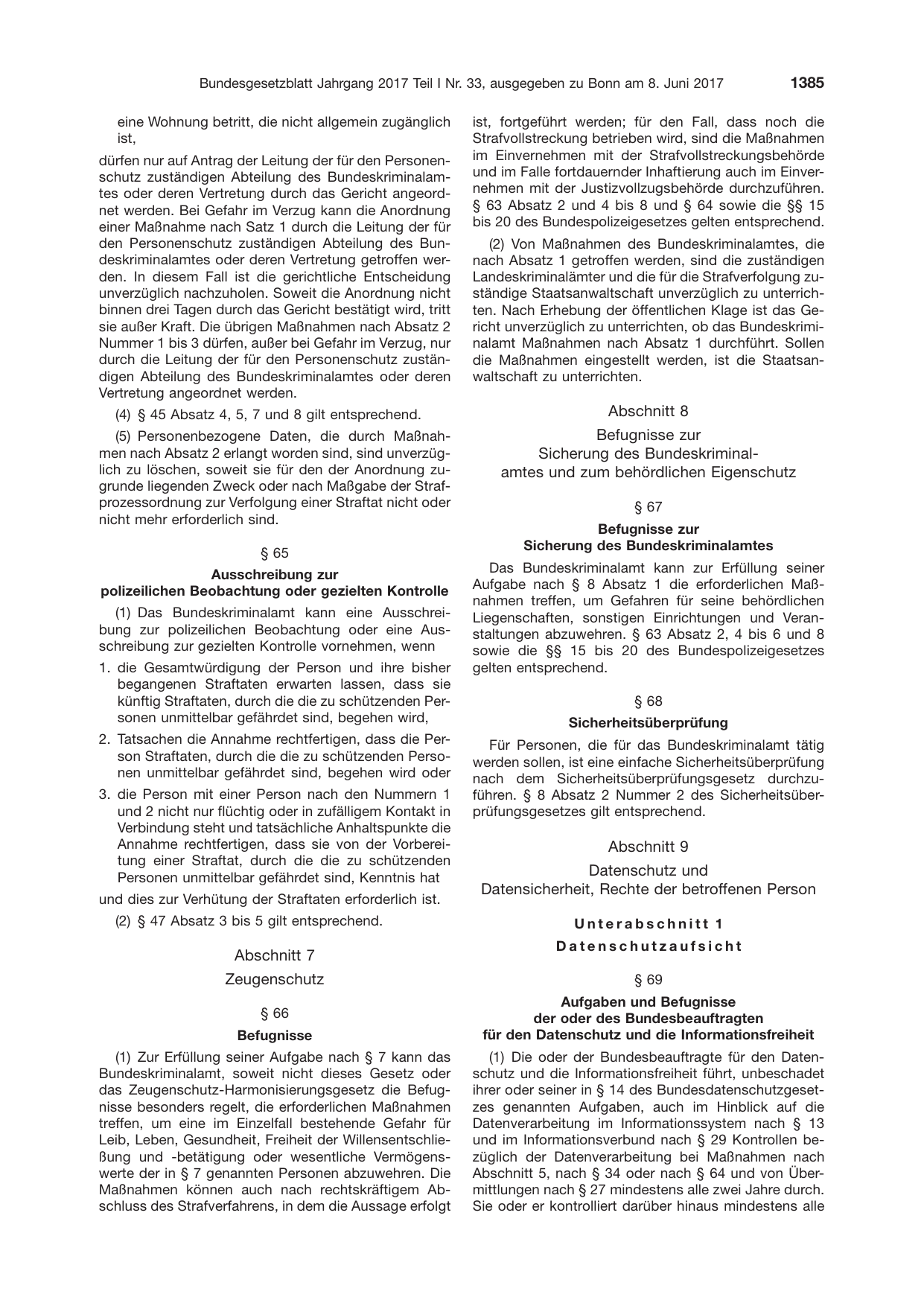 BGBl. 2017, Seite 1385 — Originalseite als Abbildung