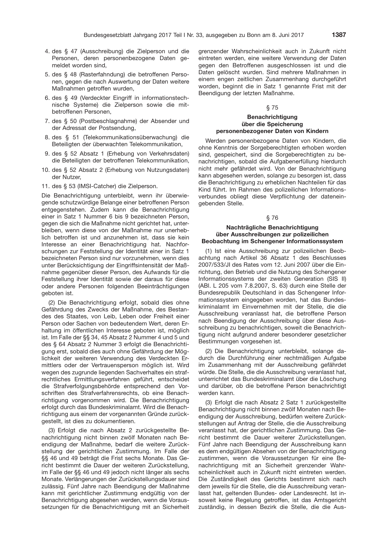 BGBl. 2017, Seite 1387 — Originalseite als Abbildung